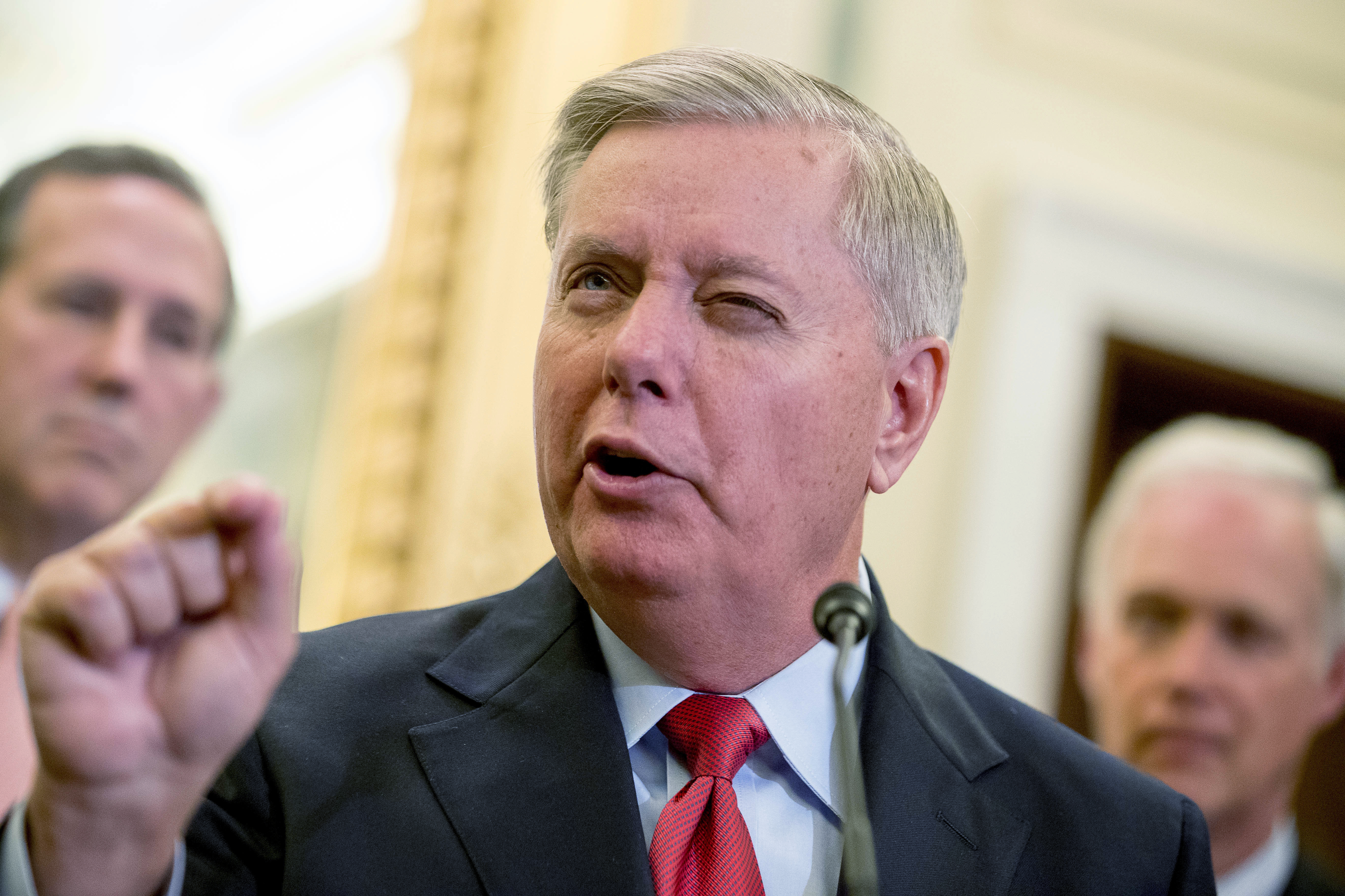 Sen. Lindsey Graham, R-S.C., speaks at a news conference on Capitol Hill in Washington, Wednesday, Sept. 13, 2017, to unveil legislation to reform health care. CREDIT: AP Photo/Andrew Harnik