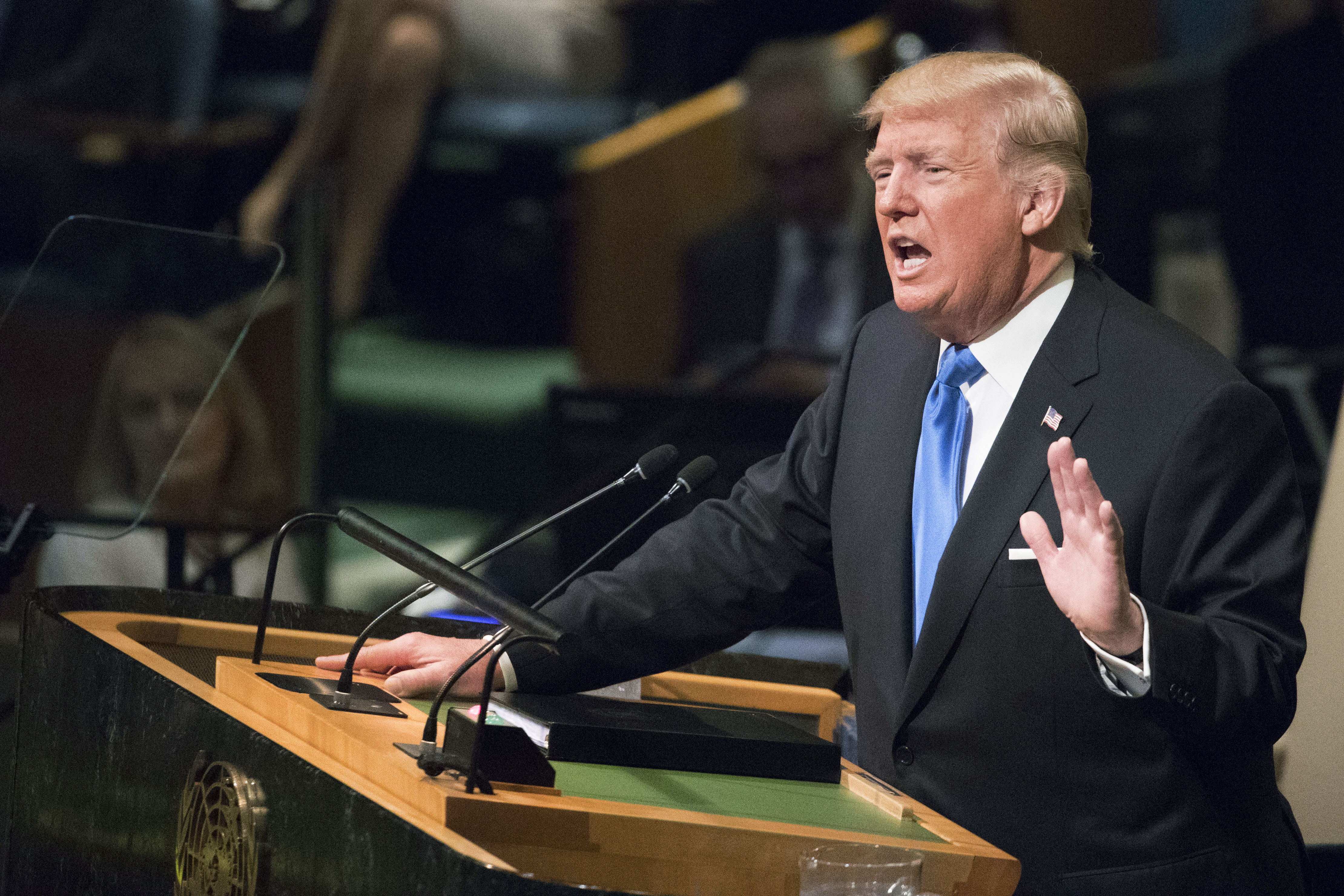 U.S. President Donald Trump speaks during the 72nd session of the United Nations General Assembly at U.N. headquarters, Tuesday, Sept. 19, 2017. (AP Photo/Mary Altaffer)