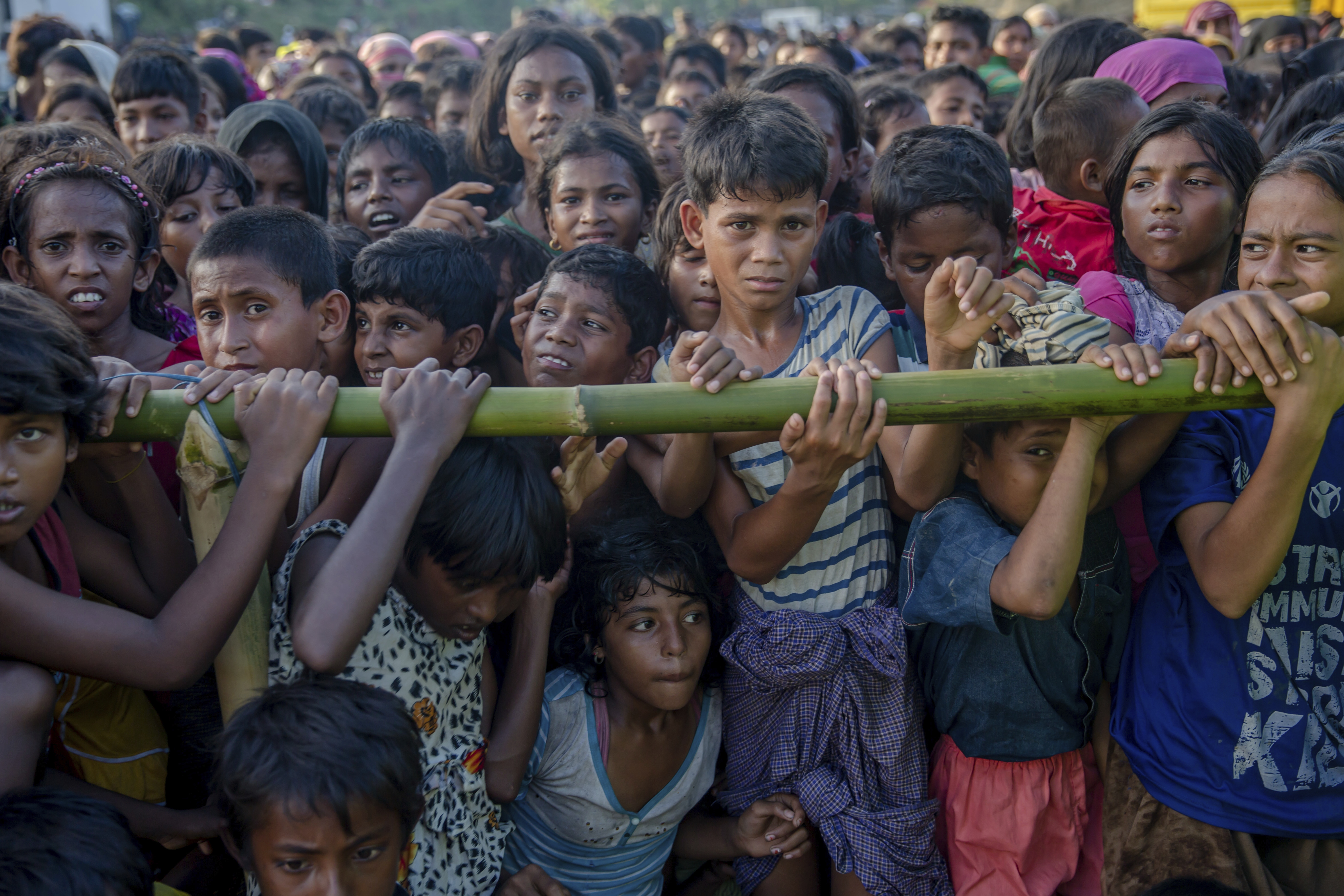 Nearly 500,000 Rohingya Muslims have fled to Bangladesh since Aug. 25, when deadly attacks by a Rohingya insurgent group on police posts prompted Myanmar's military to launch "clearance operations" in Rakhine state. CREDIT: Dar Yasin/AP Photo.