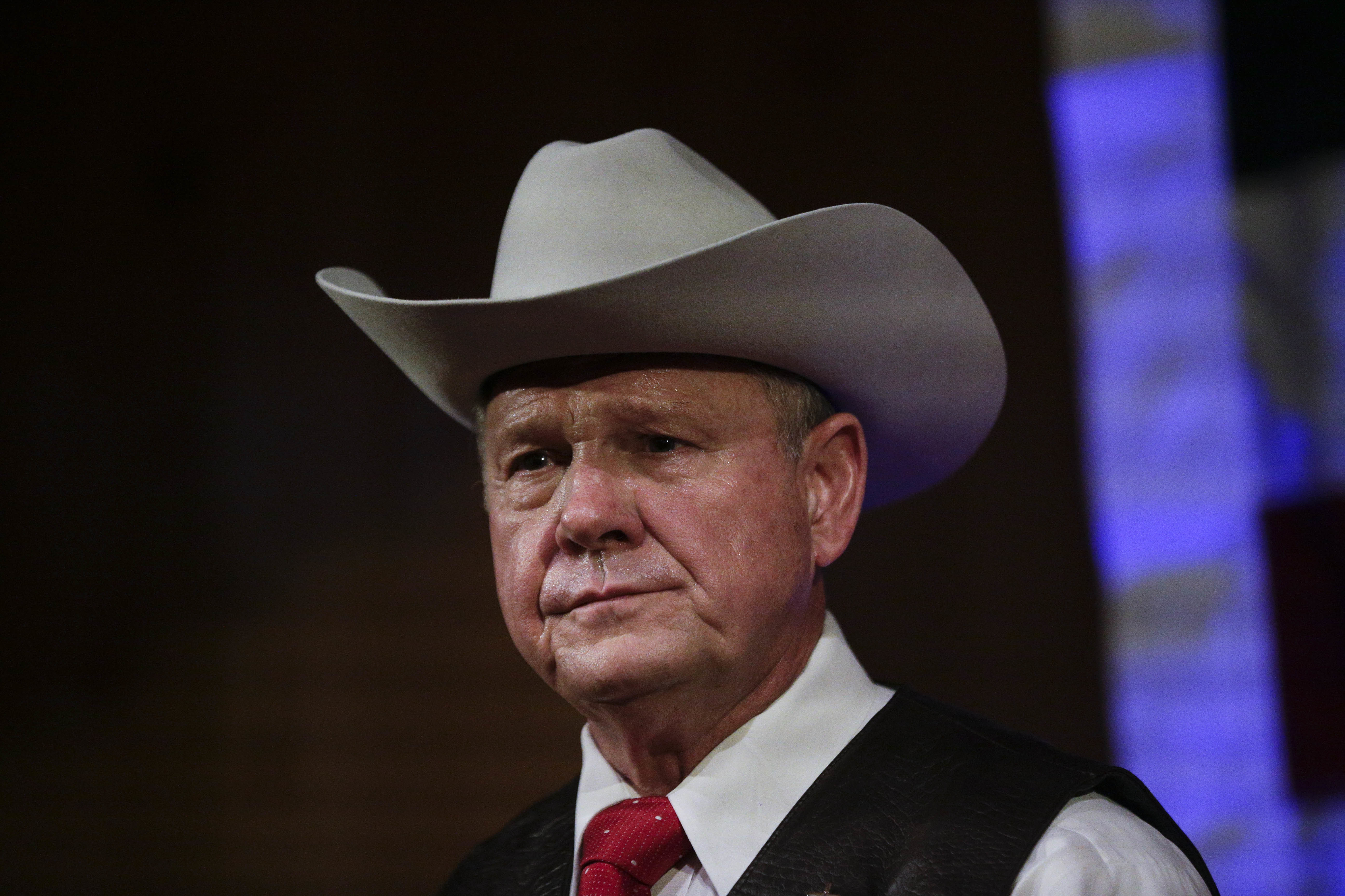 Former Alabama Chief Justice and U.S. Senate candidate Roy Moore speaks at a rally, Monday, Sept. 25, 2017, in Fairhope, Ala. CREDIT: AP Photo/Brynn Anderson
