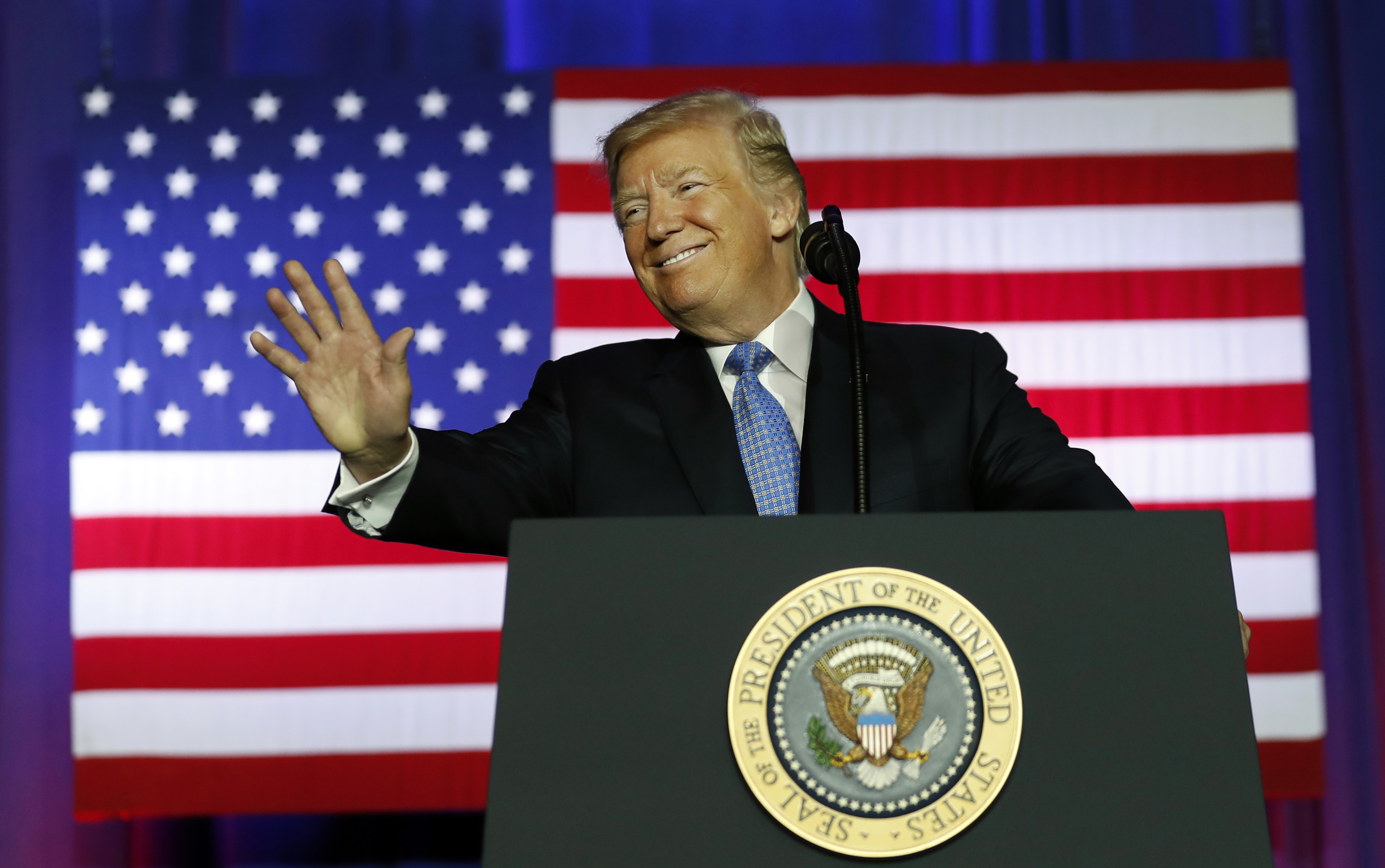 President Donald Trump gave the first major pitch for his tax reform package in Indiana on Wednesday. CREDIT: AP Photo/Alex Brandon