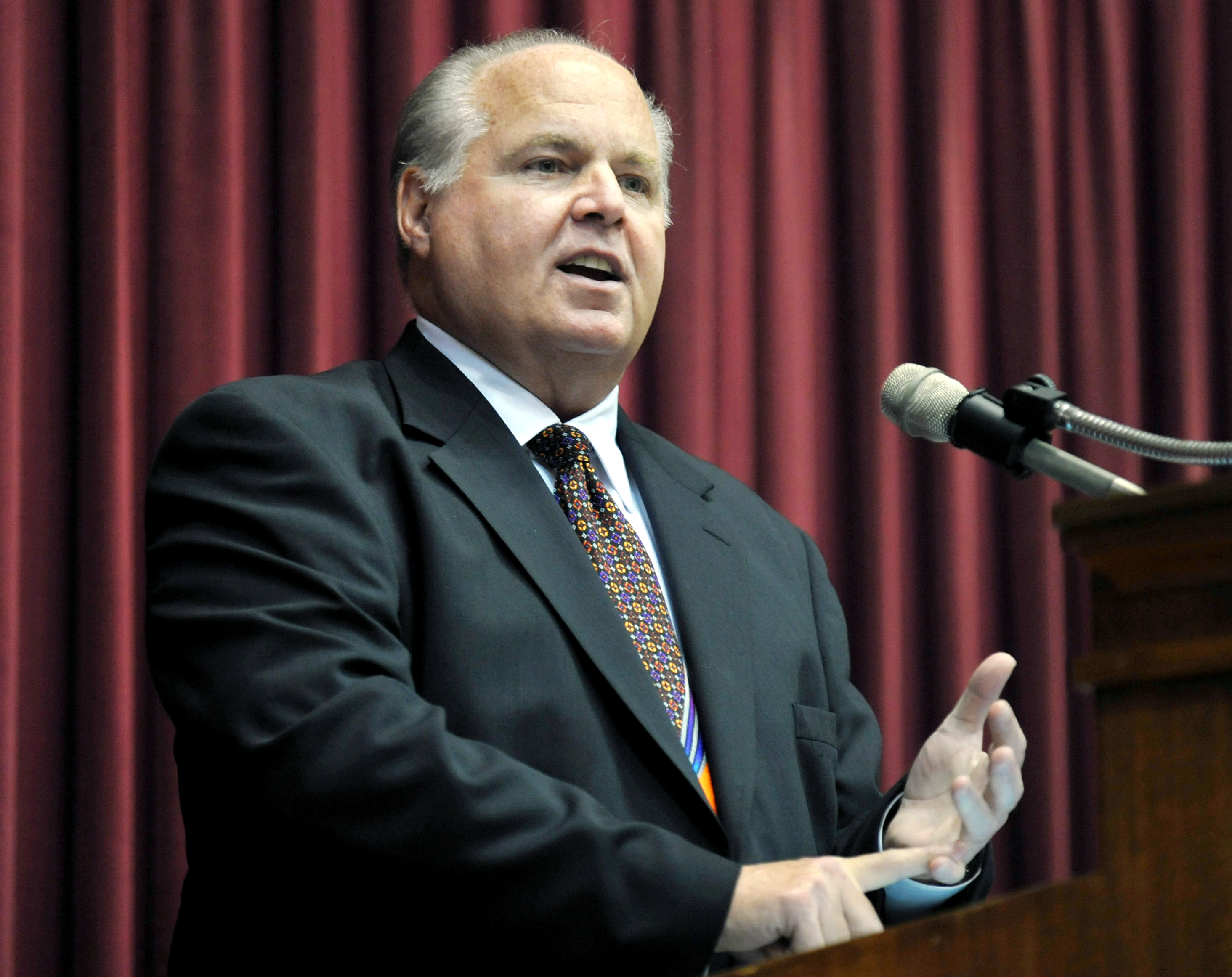 This May 14, 2012 file photo shows conservative commentator Rush Limbaugh speaking during a ceremony inducting him into the Hall of Famous Missourians in the state Capitol in Jefferson City, Mo. CREDIT: AP Photo/Julie Smith, File