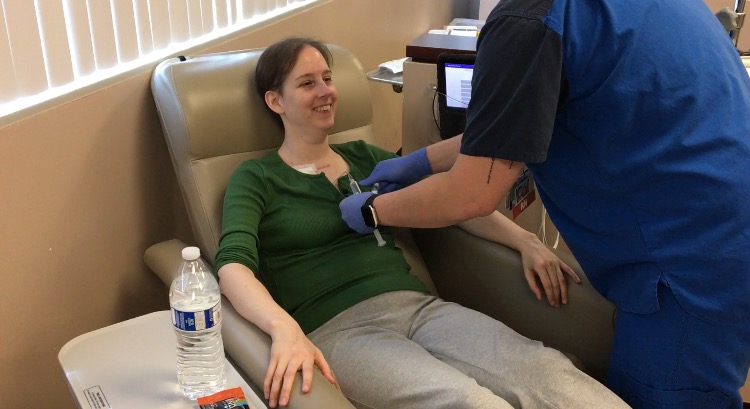 LAURA PACKARD, GETTING TREATMENT. CREDIT: LAURA PACKARD