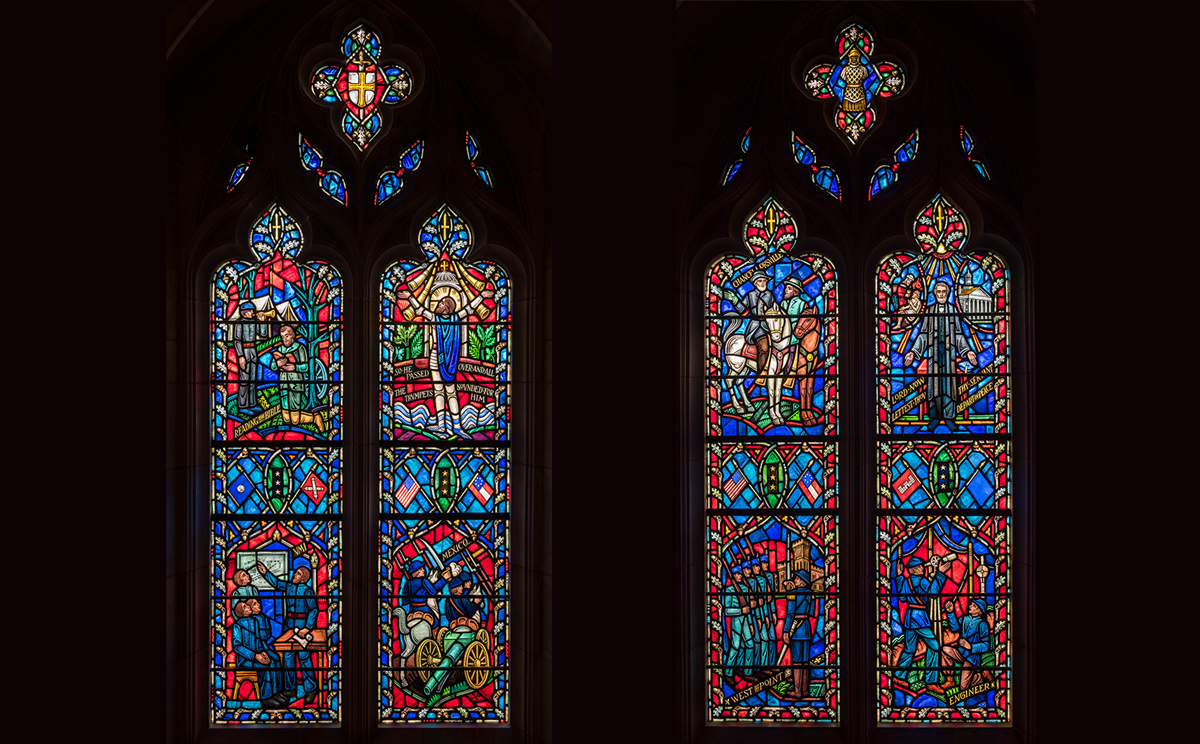 Windows memorializing Confederate generals at the Washington National Cathedral. CREDIT: Washington National Cathedral