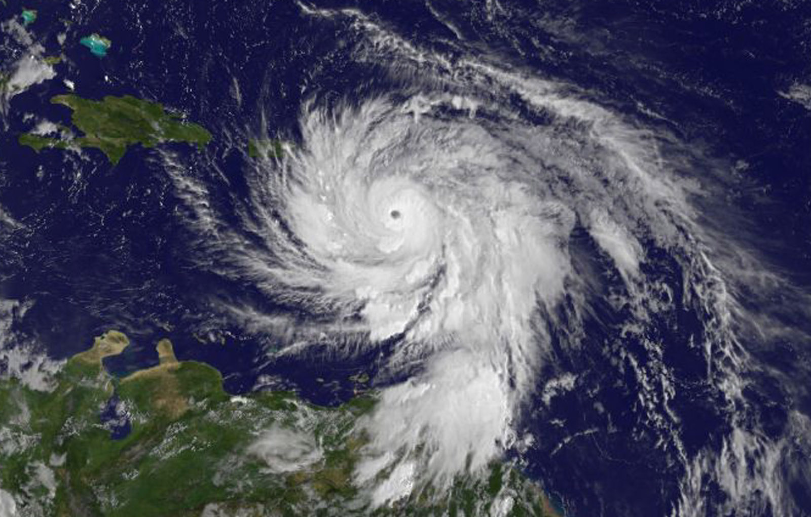 Category 5 Hurricane Maria moves through the Caribbean in this September 19, 11 a.m. EDT satellite photo. CREDIT: NASA/NOAA GOES Project