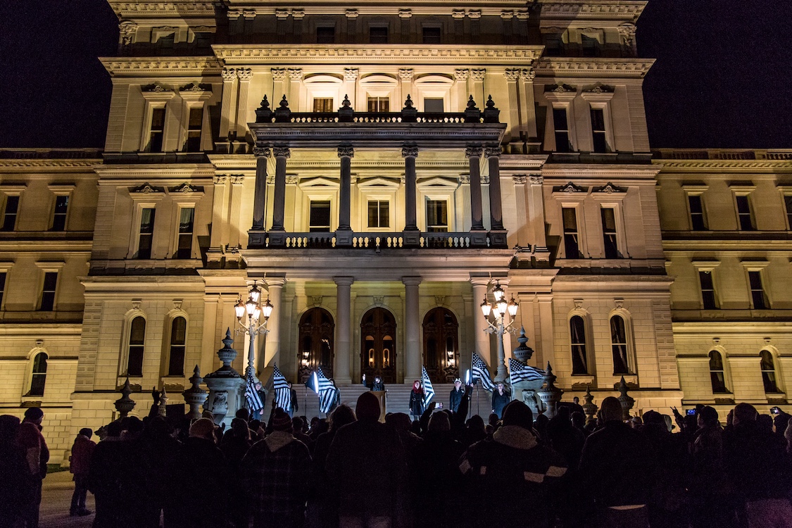 The Satanic Temple of Detroit performs Satanic ritual at Michigan State Capitol. CREDIT: Matt Anderson