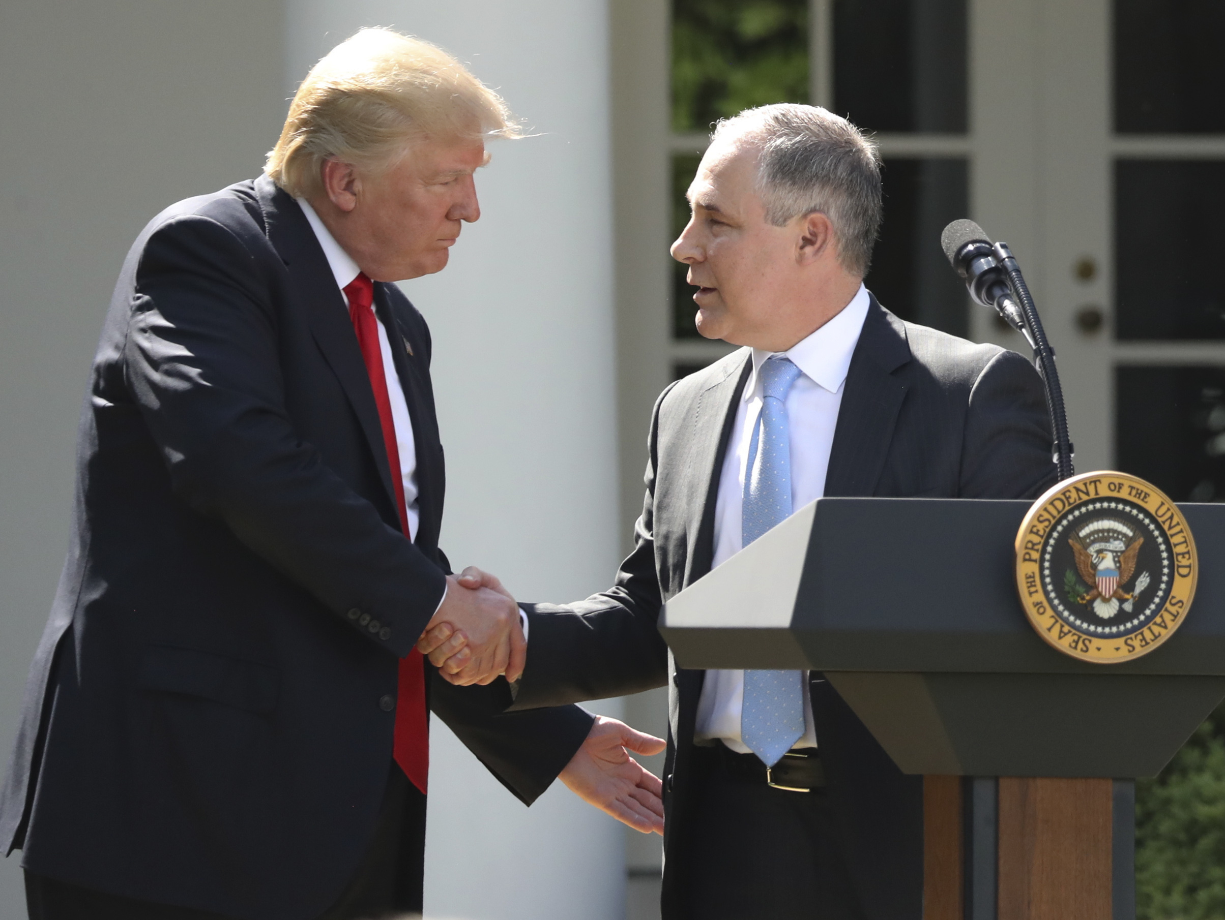 President Donald Trump has given EPA Administrator Scott Pruitt the leeway to spend huge amounts of money for himself. CREDIT: AP Photo/Andrew Harnik
