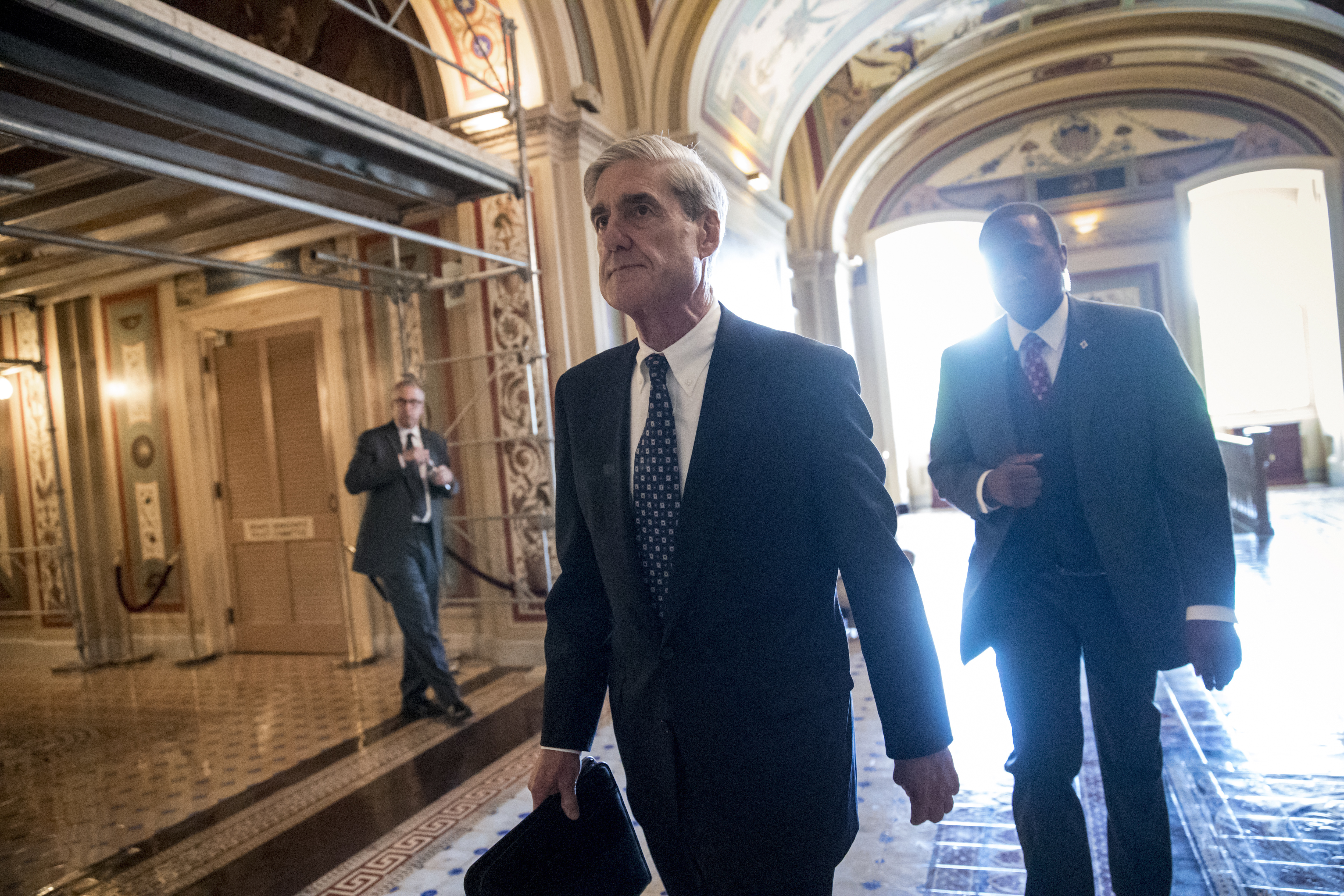 In this June 21, 2017, file photo, Special Counsel Robert Mueller departs after a closed-door meeting with members of the Senate Judiciary Committee about Russian meddling in the election at the Capitol in Washington. (CREDIT: AP Photo/J. Scott Applewhite, File)