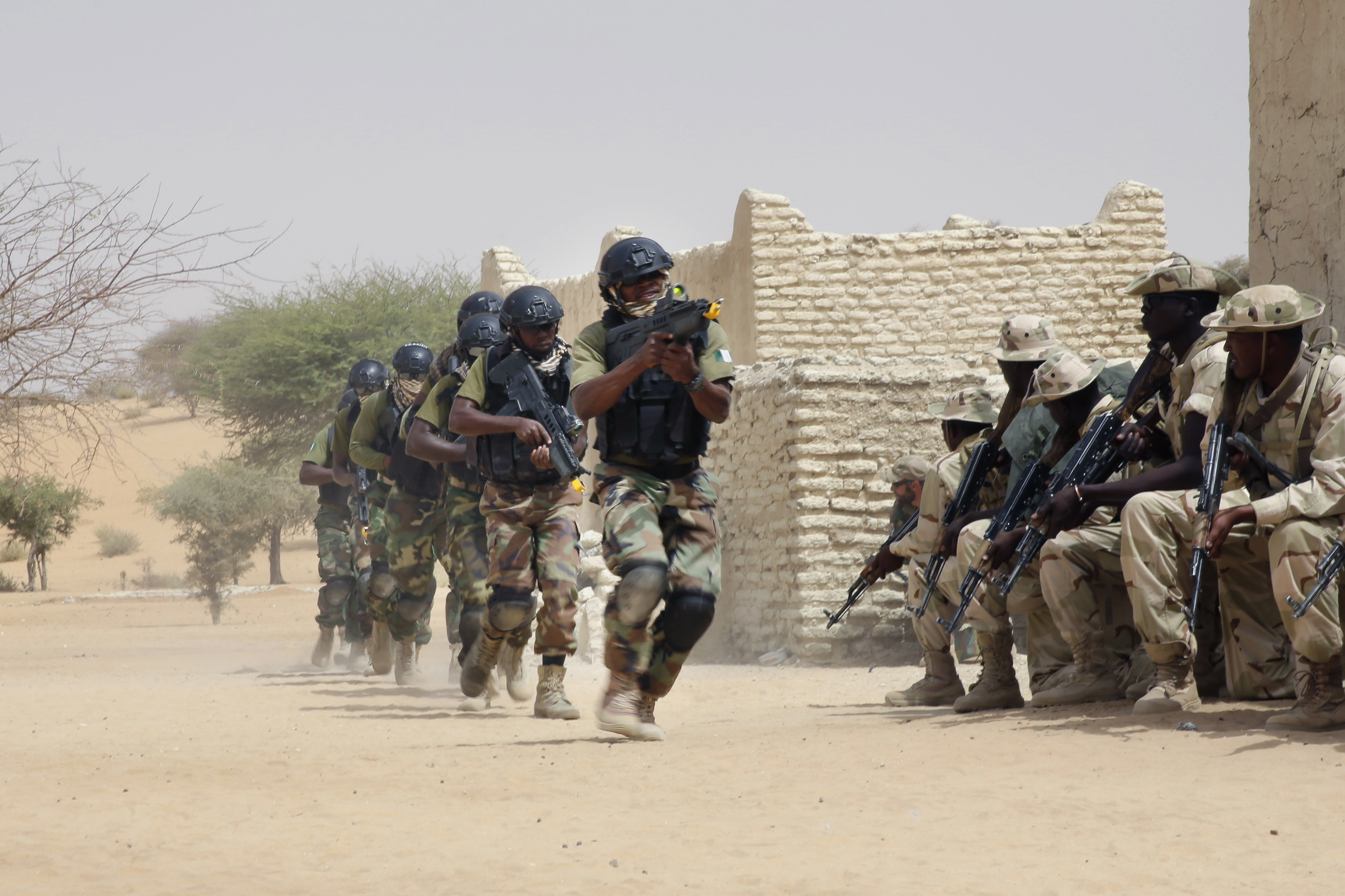 In this March 7, 2015 file photo, Nigerian special forces and Chadian troops participate with US advisors in the Flintlock exercise in Mao, Chad. CREDIT: AP Photo/Jerome Delay, file