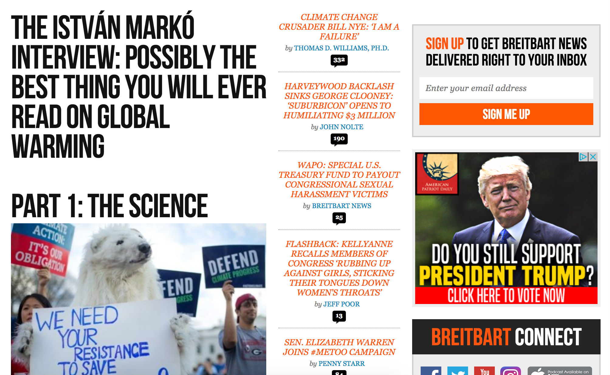 SCREENSHOT OF BREITBART'S HOMEPAGE AT 2:30 p.m. SATURDAY.