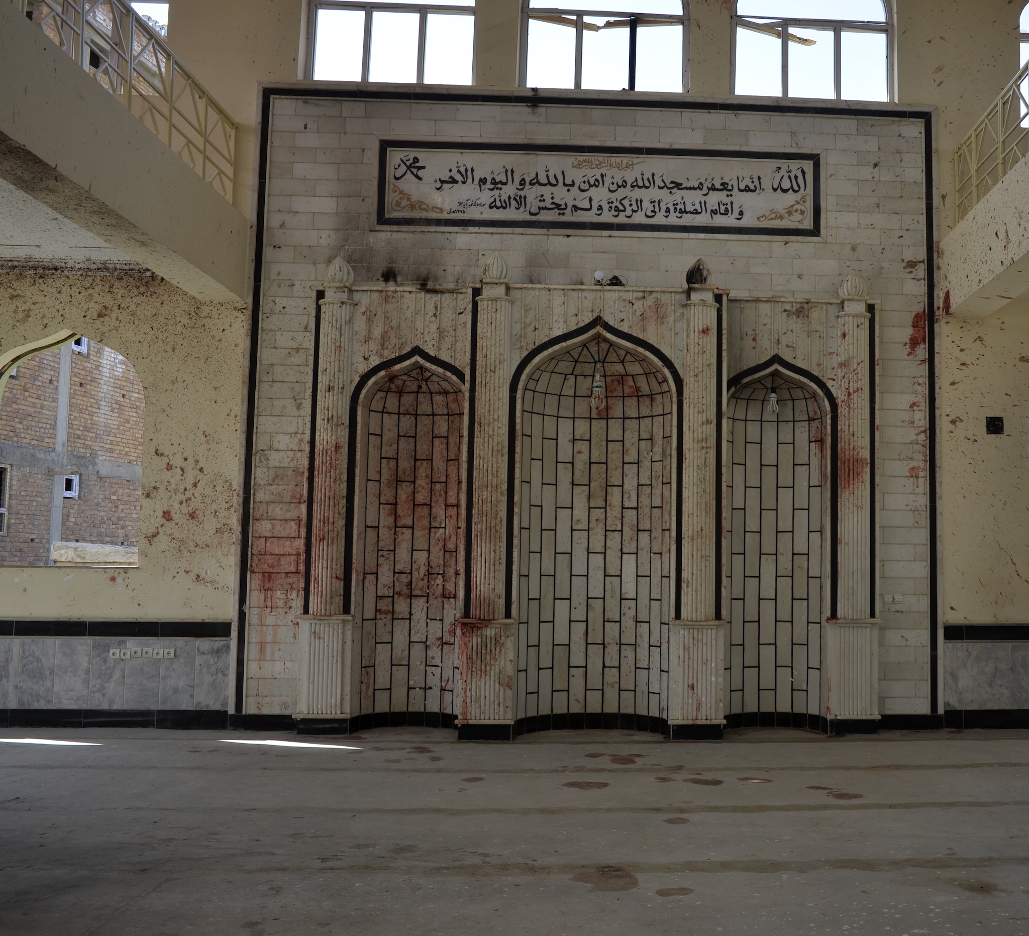 The Imam Zaman Mosque following a suicide bombing Friday. (Ali M. Latifi)