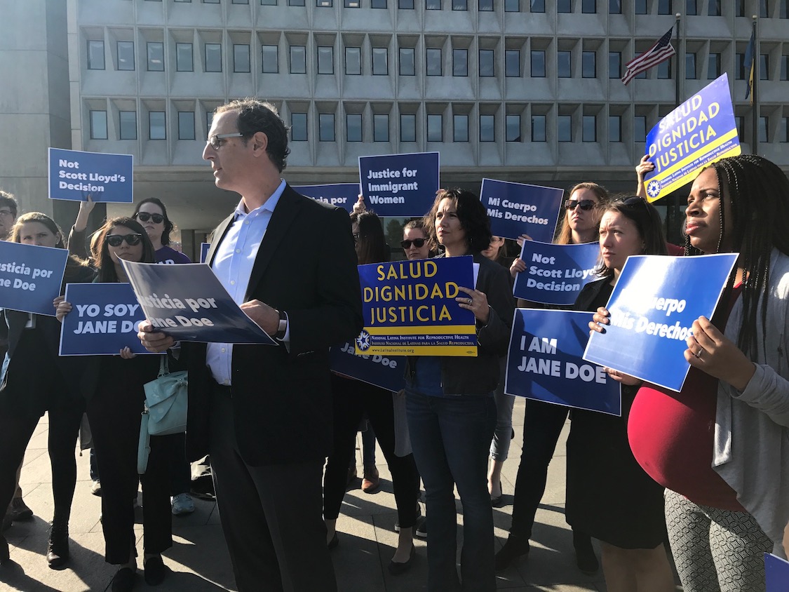 Reverend Daniel Kanter calls on people of faith to support an undocumented teenager who is trying to obtain an abortion. (CREDIT: Casey Quinlan/ThinkProgress)