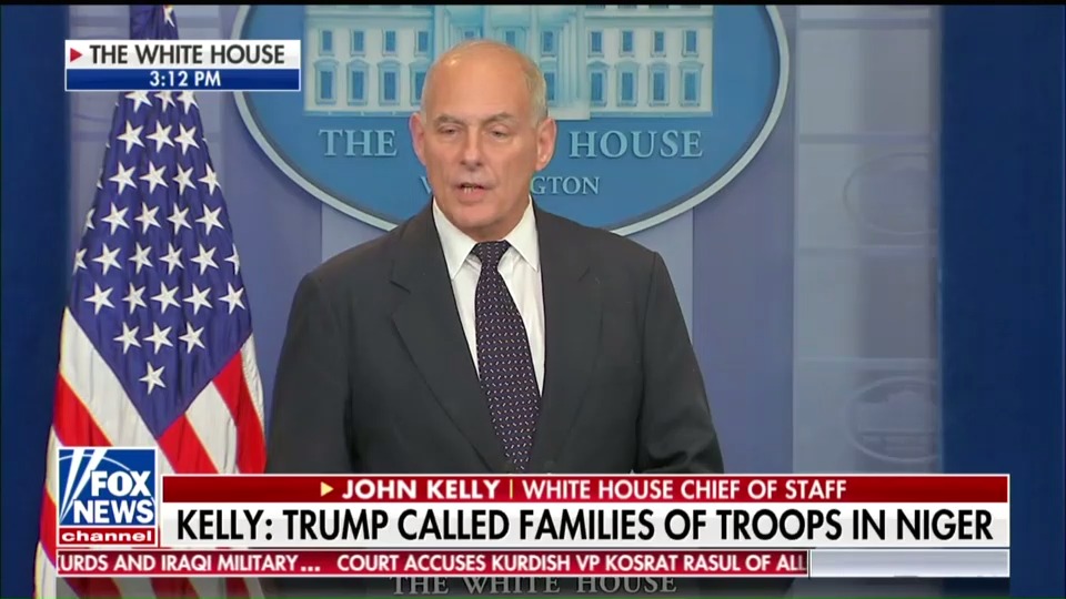 Chief of staff Gen. John Kelly speaks to reporters at a White House press briefing. (CREDIT: Fox News)
