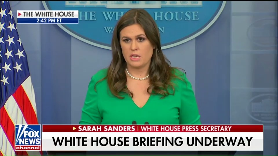 White House Press Secretary Sarah Huckabee Sanders. CREDIT: Screenshot