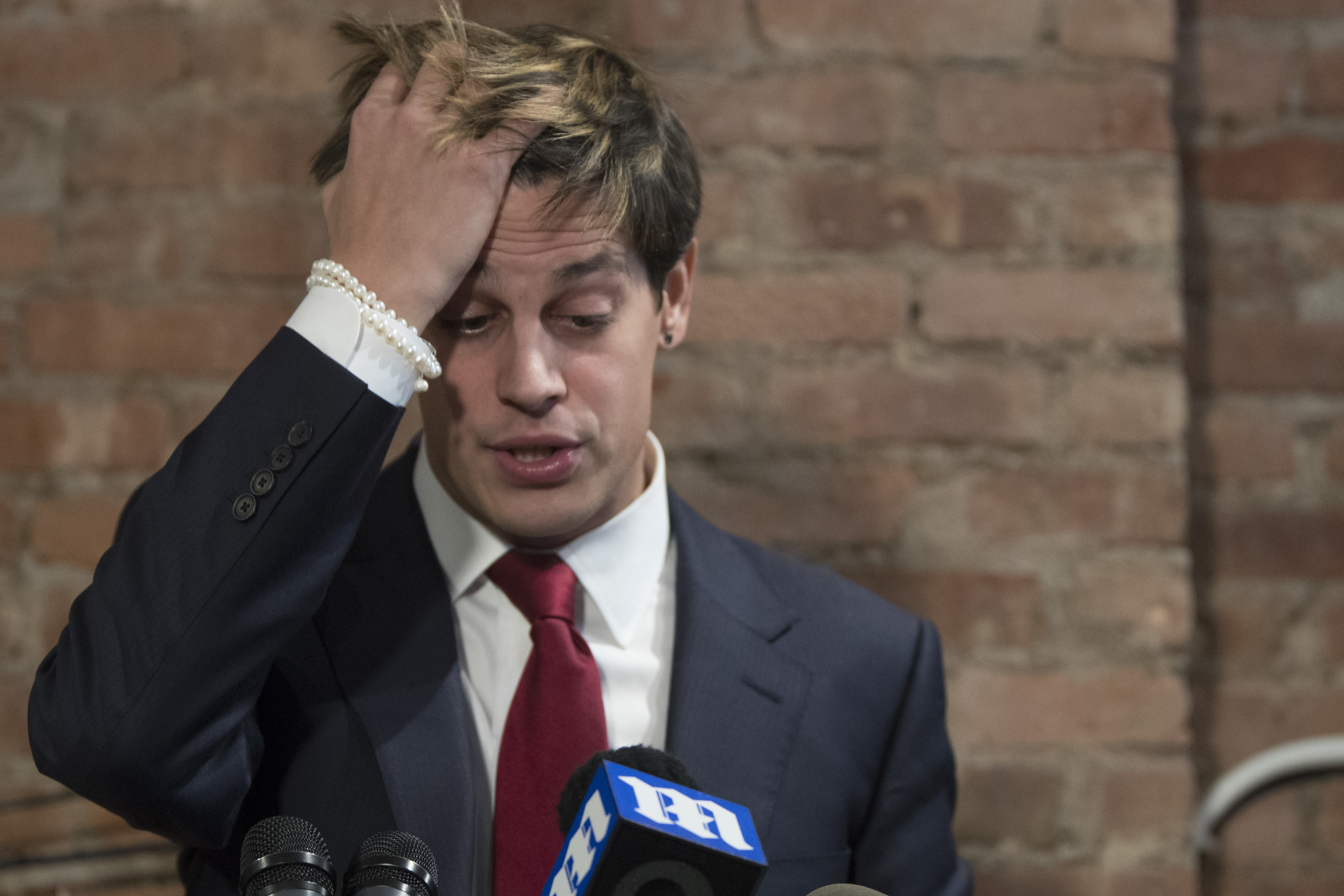 Milo Yiannopoulos's Shopify store seems to have disappeared. (CREDIT: AP/MARY ALTAFFER)