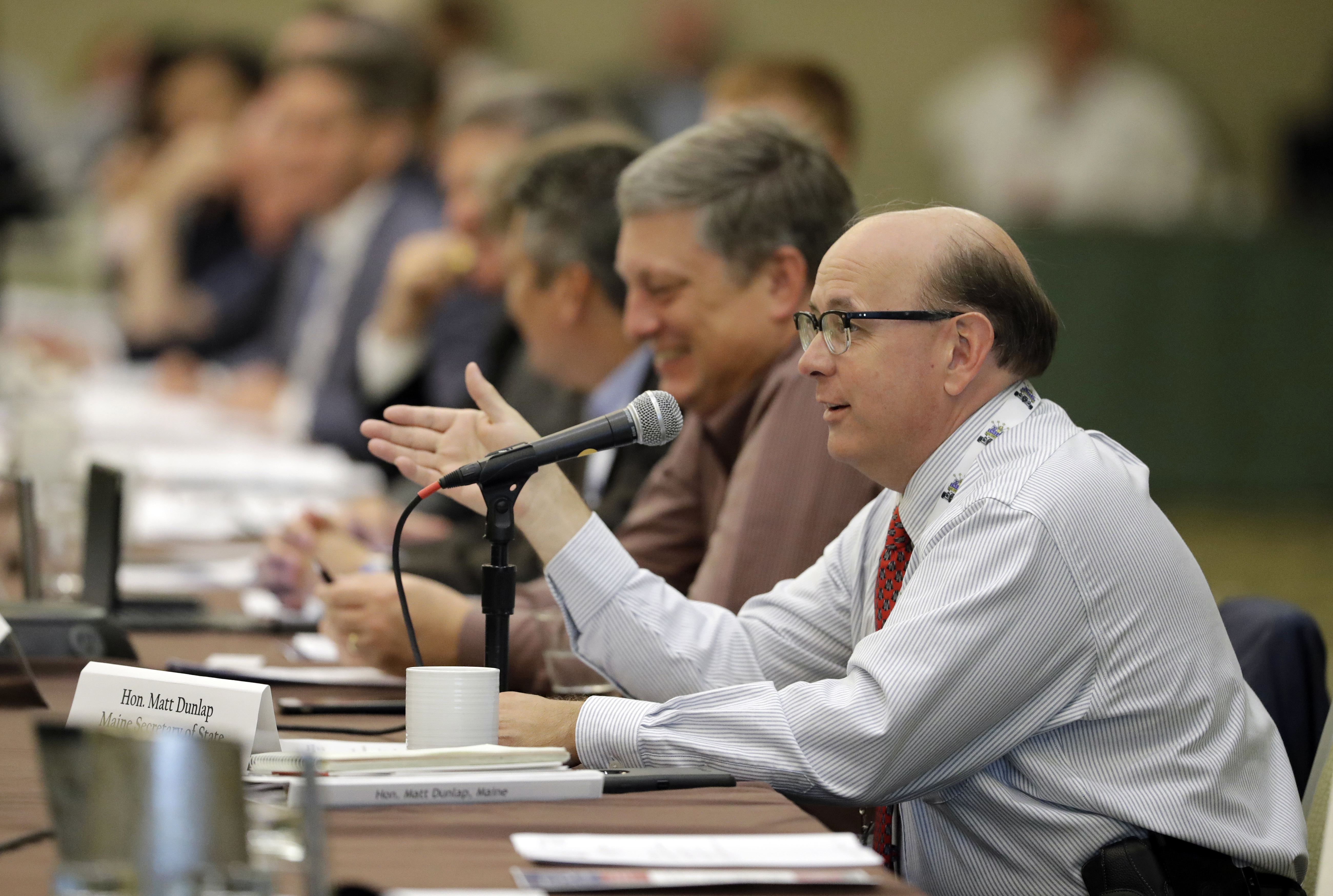 Maine Secretary of State Matt Dunlap speaks during a voter registration meeting at the National Association of Secretaries of State conference in Indianapolis.CREDIT: AP Photo/Darron Cummings, File