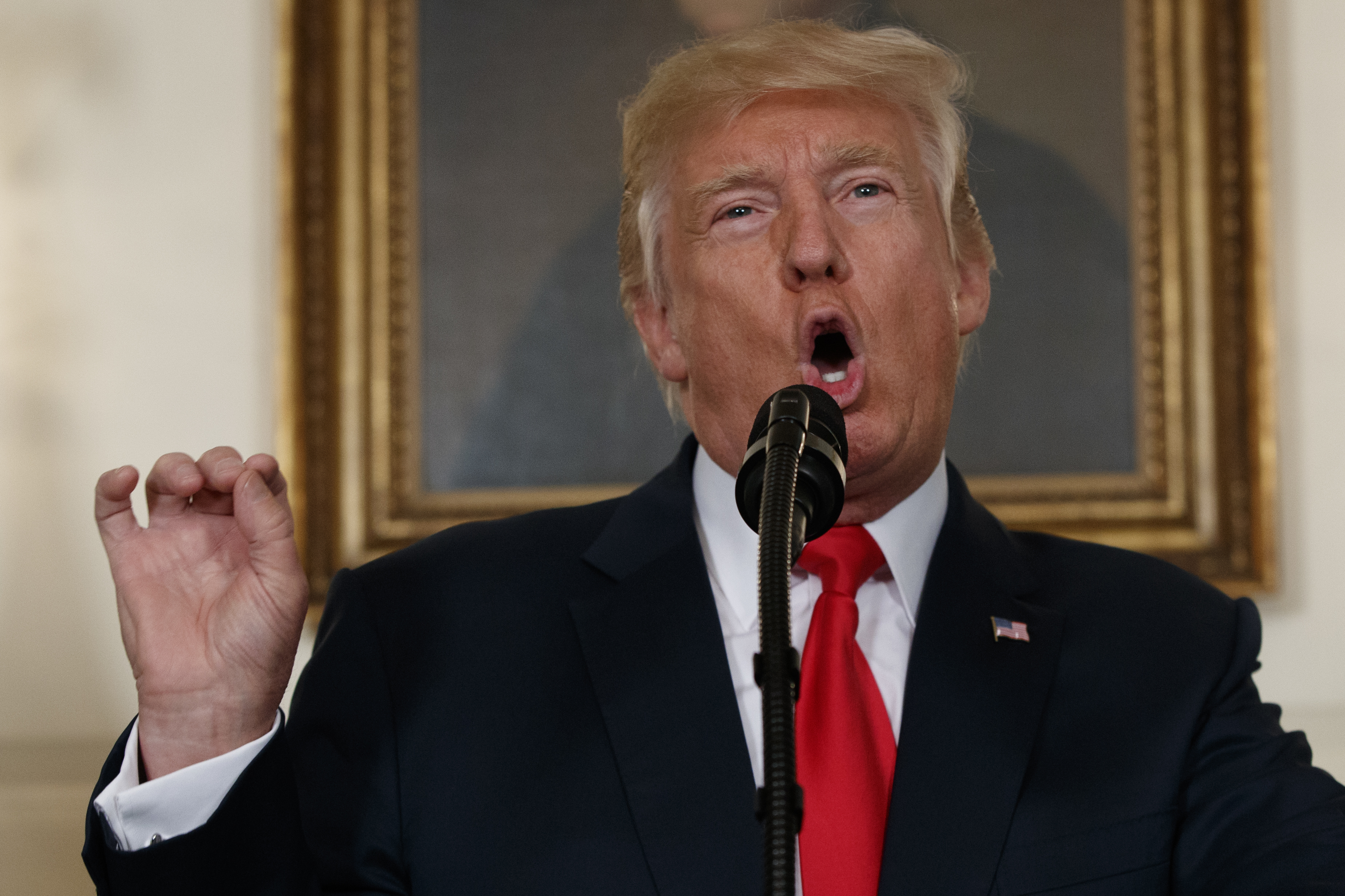 President Donald Trump speaks about the deadly white nationalist rally in Charlottesville on August 14. (CREDIT: AP Photo/Evan Vucci)