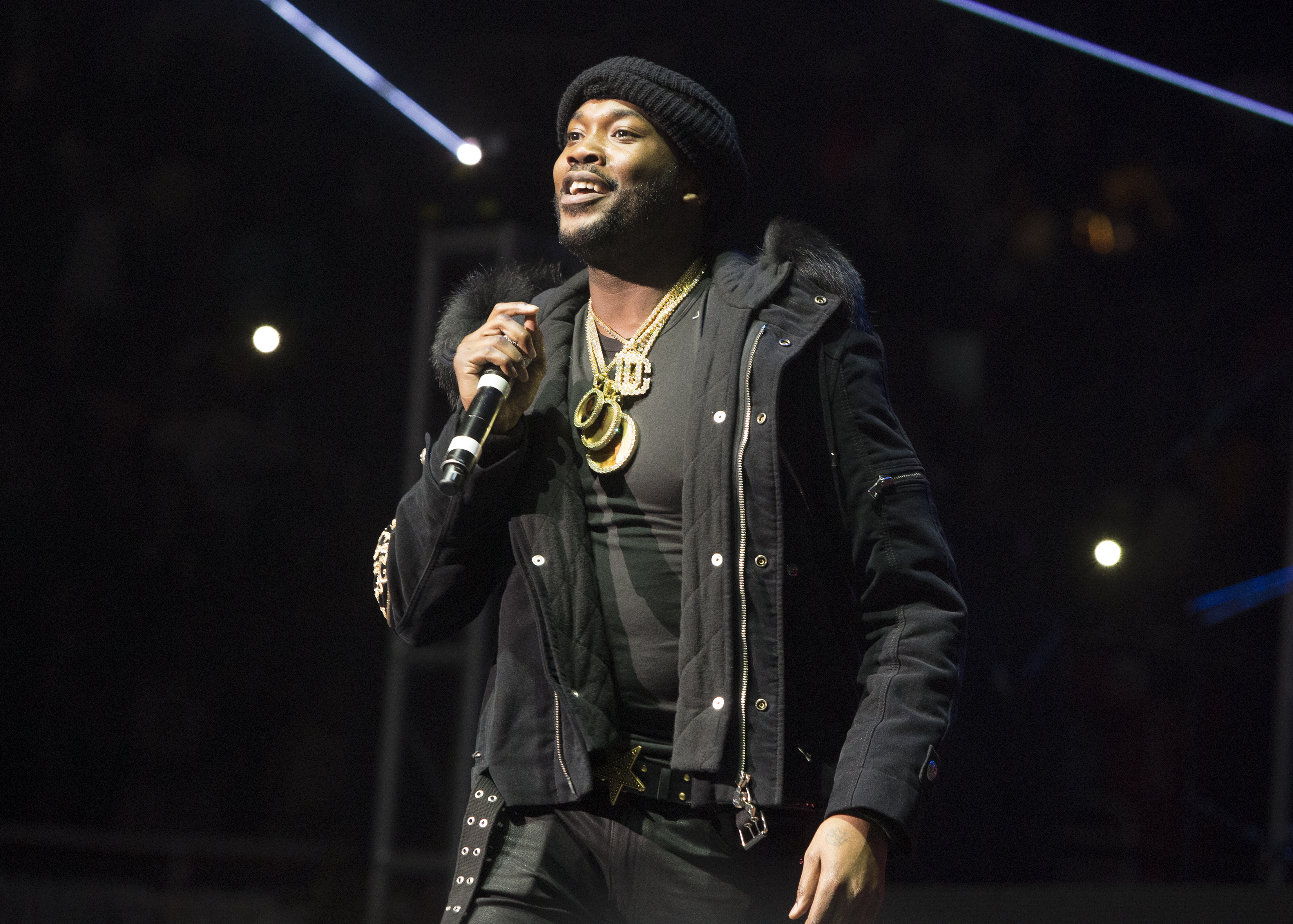 Meek Mill performs in concert during the Power 99 Powerhouse at the Wells Fargo Center on Friday, Oct. 27, 2017, in Philadelphia. (CREDIT: Owen Sweeney/Invision/AP)