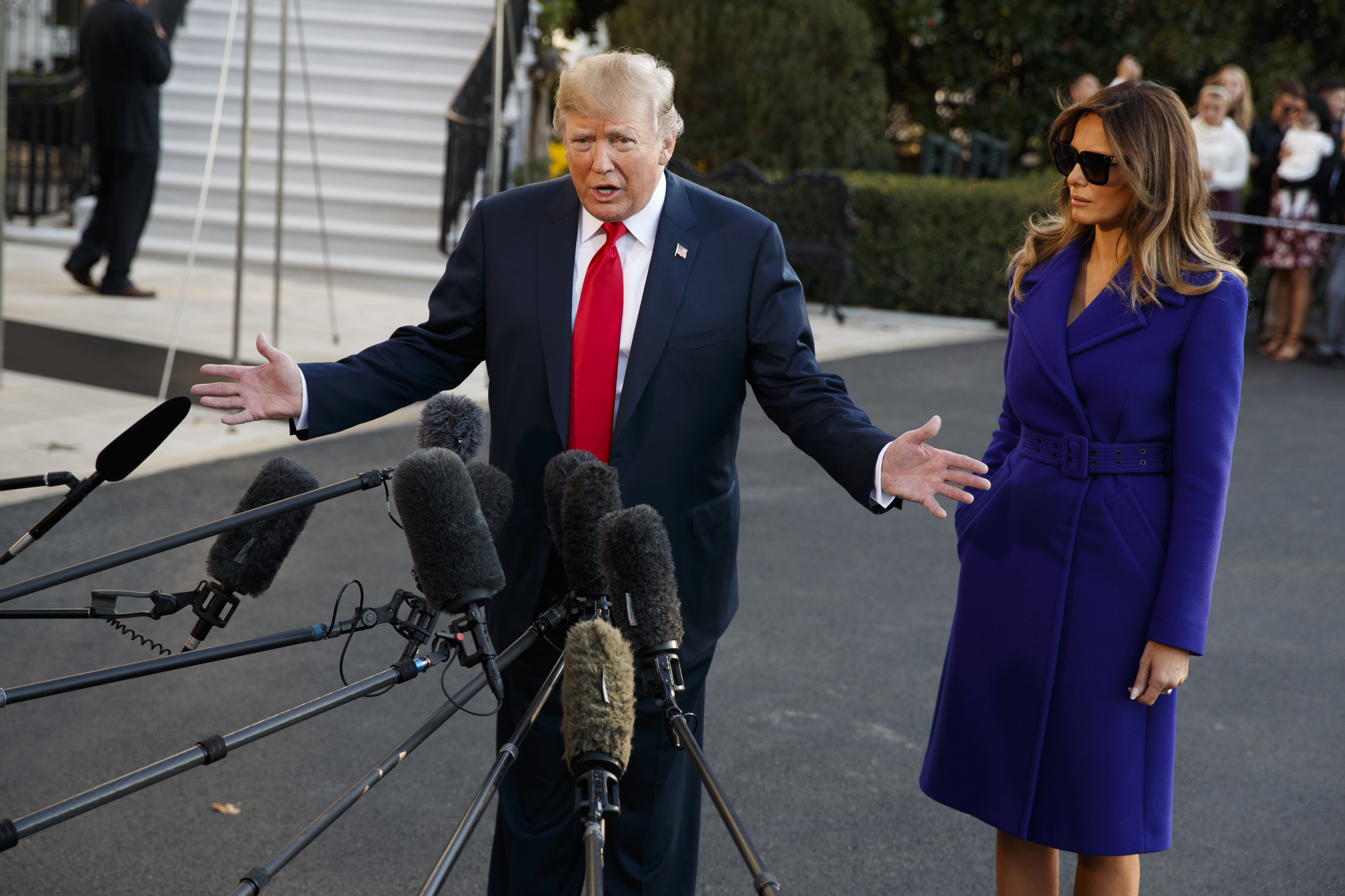 President Donald Trump speaks with reporters before departing to Asia, Nov. 3, 2017. CREDIT: AP Photo/Evan Vucci