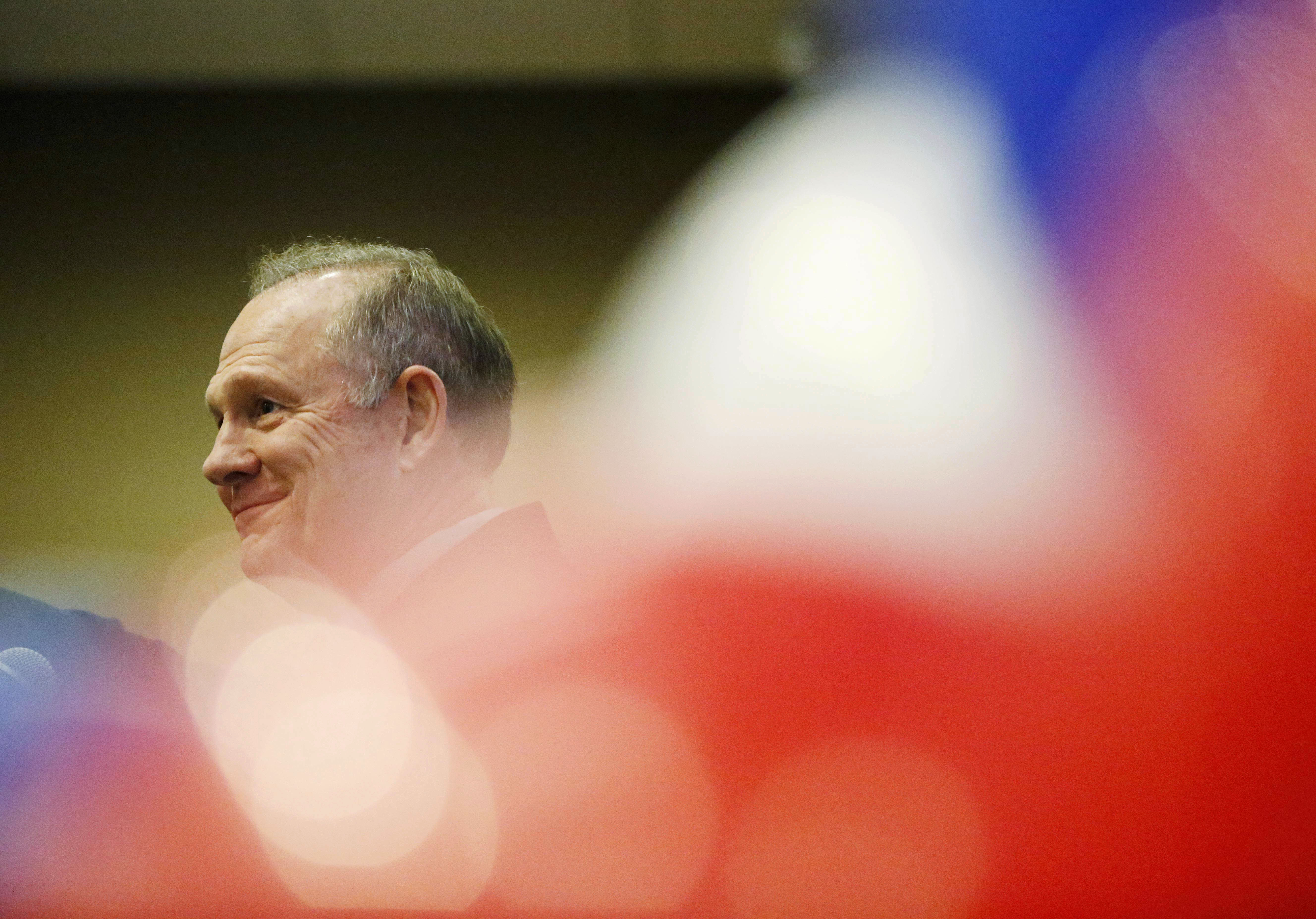 Former Alabama Chief Justice and U.S. Senate candidate Roy Moore speaks at the Vestavia Hills Public library, Saturday, Nov. 11, 2017, in Birmingham, Ala. (CREDIT: AP Photo/Brynn Anderson)