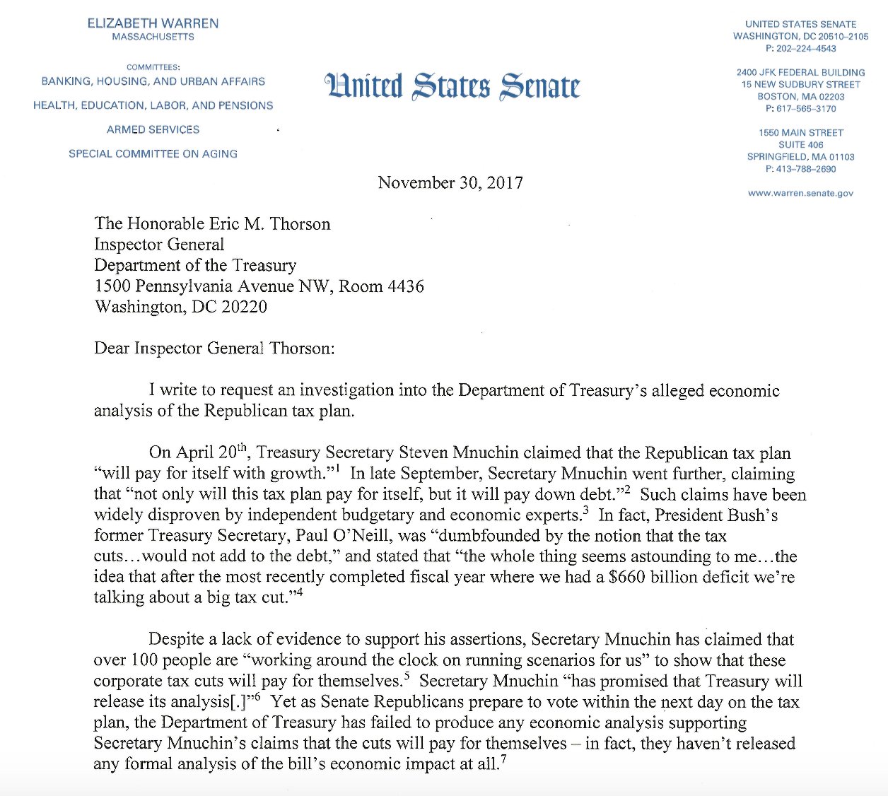 Letter via Alan Rappeport