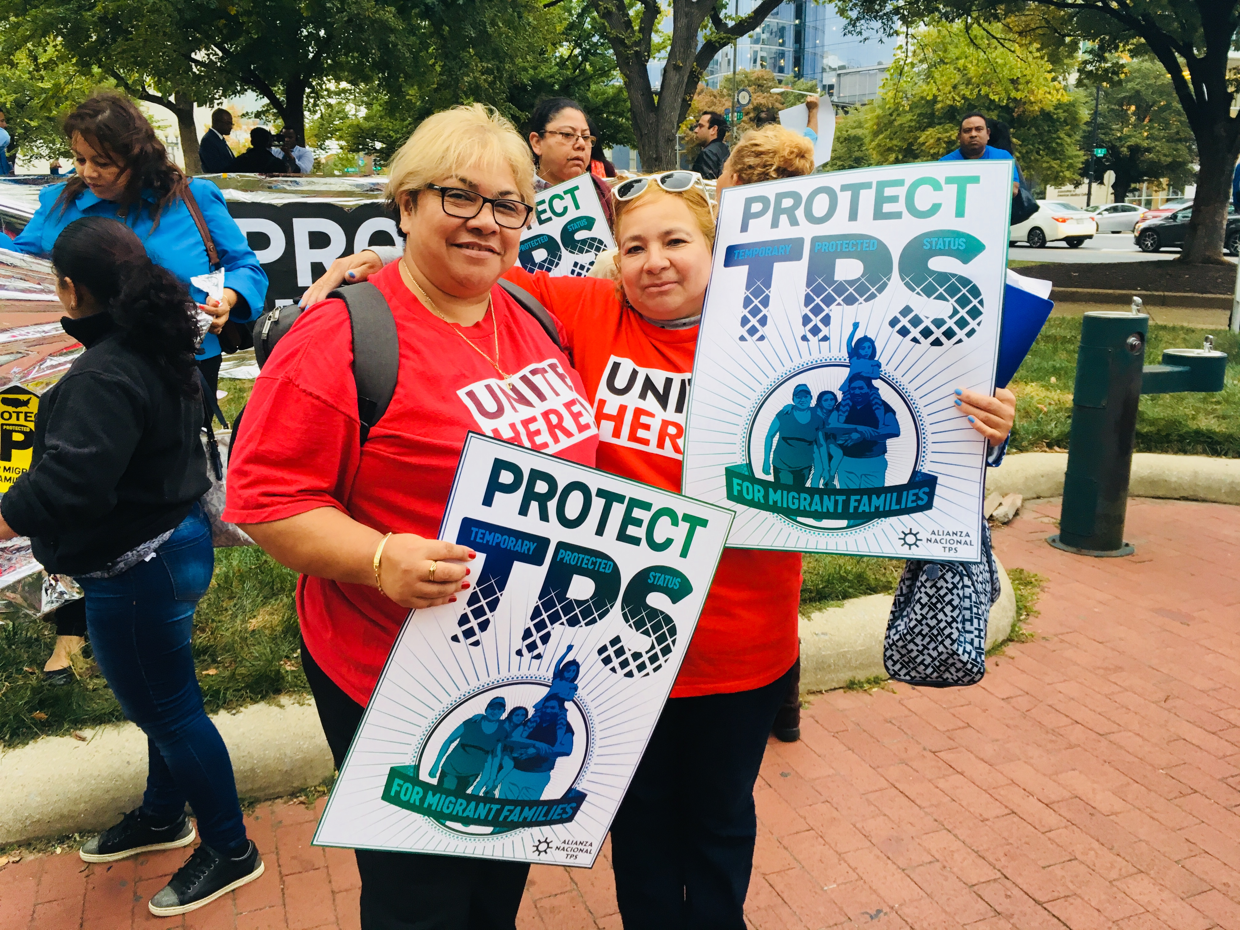 Elsa Hernandez (right), a TPS holder came to a rally in Washington, D.C. on October 23, 2017 to ask the Trump administration to protect the Temporary Protected Status program. (CREDIT: Esther Y. Lee)