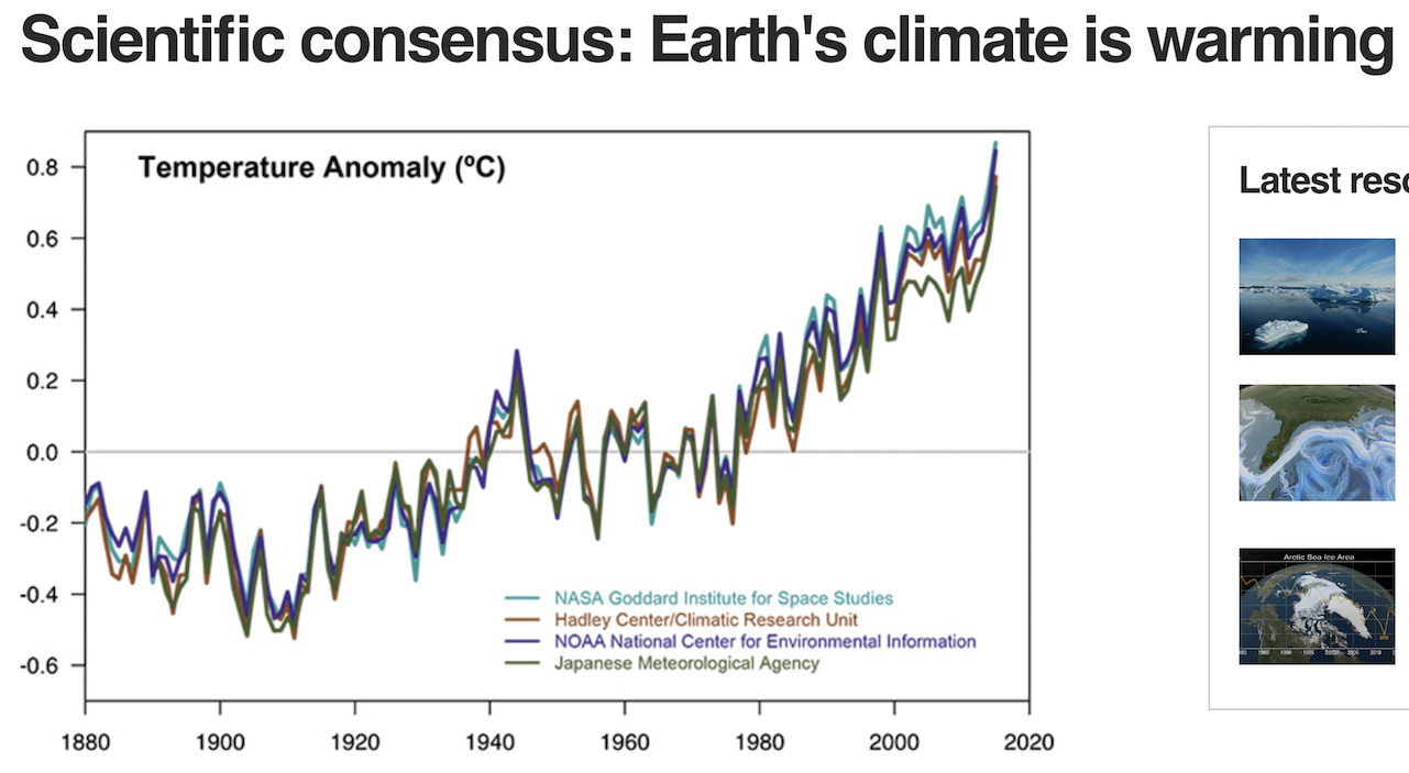 Screenshot of NASA website