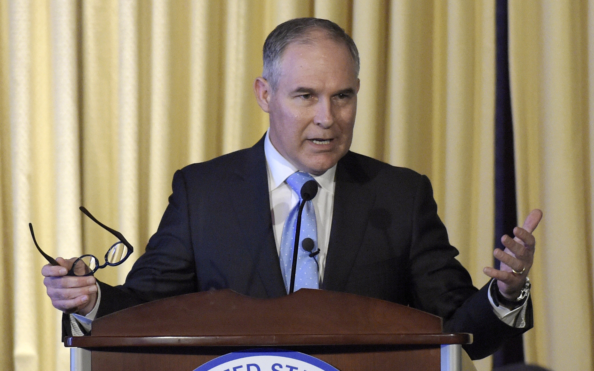 Environmental Protection Agency Administrator Scott Pruitt is scheduled to give remarks at a board meeting of the American Chemistry Council on November 9, 2017. CREDIT: AP Photo/Susan Walsh