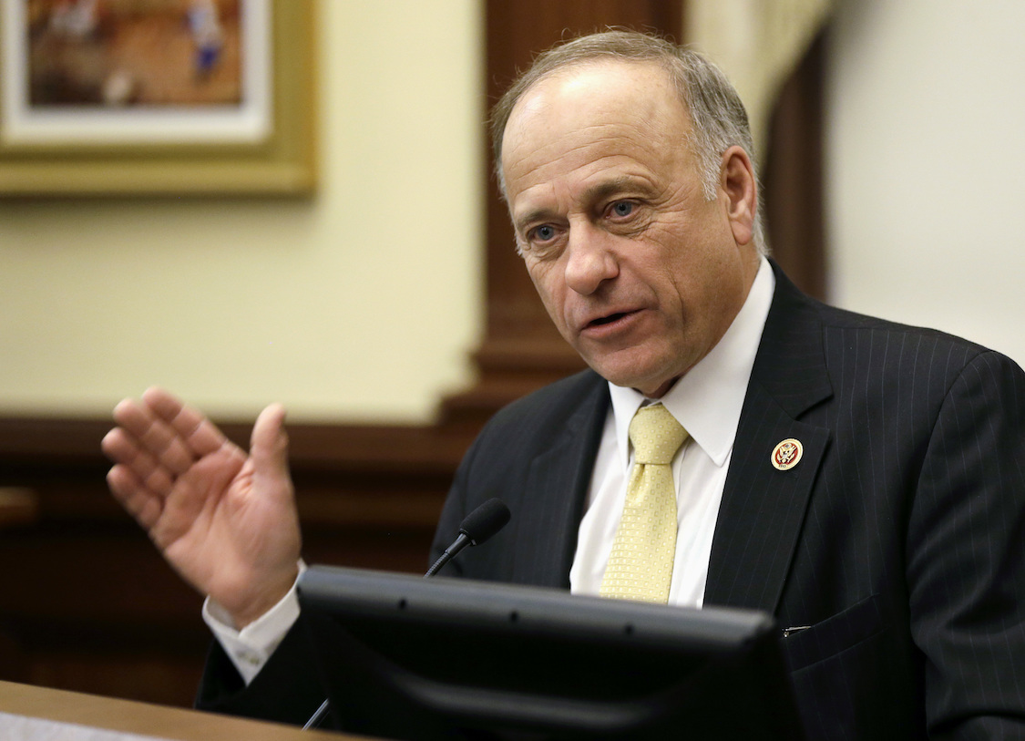 FILE - In this Jan. 23, 2014, file photo, Republican U.S. Rep. Steve King speaks in Des Moines, Iowa. CREDIT: AP /Charlie Neibergall