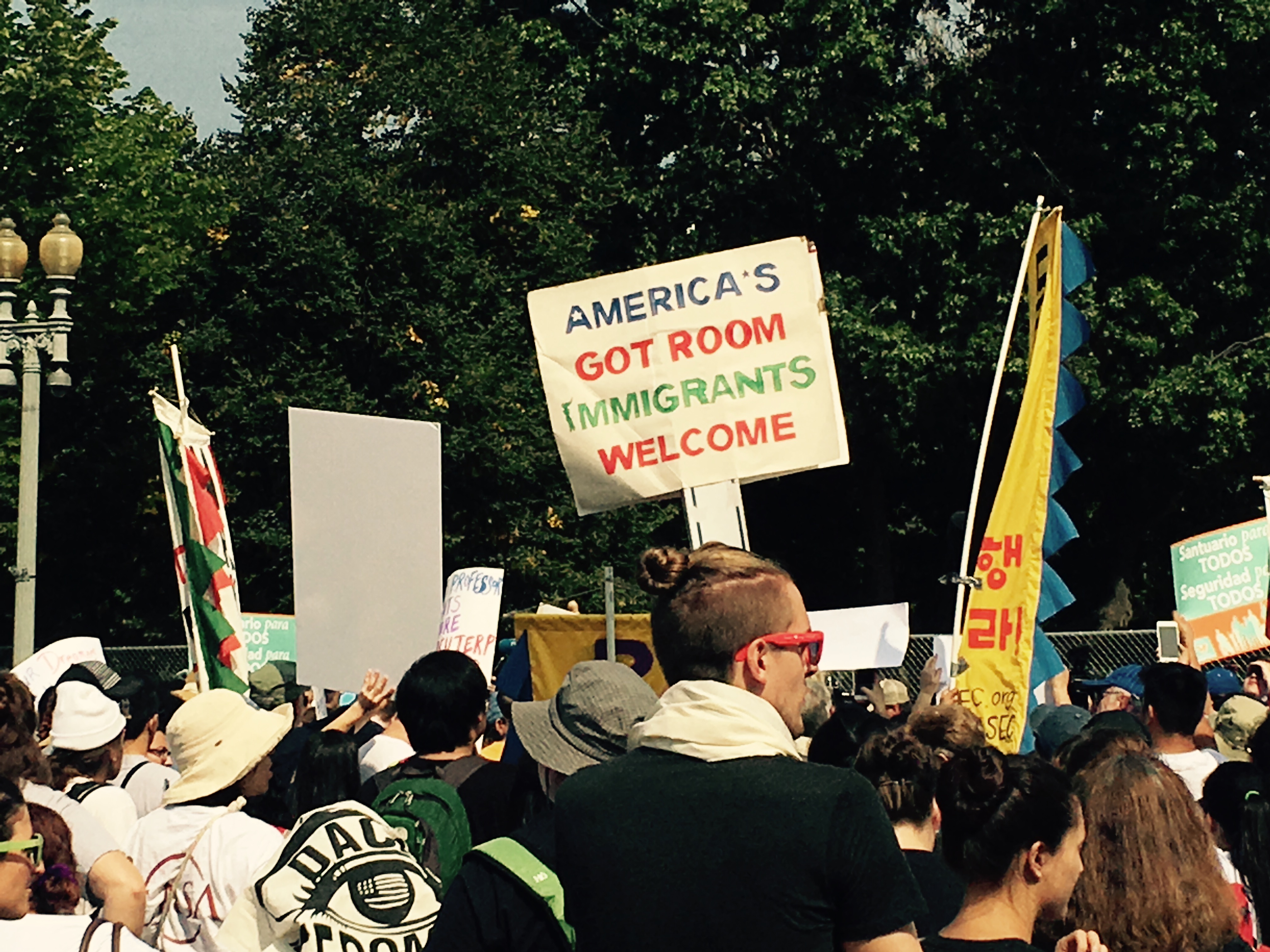 Immigrant advocates protested outside the White House on September 5, 2017, in opposition of President Donald Trump's decision to roll back the Deferred Action for Childhood Arrivals (DACA) program. CREDIT: Esther Y. Lee