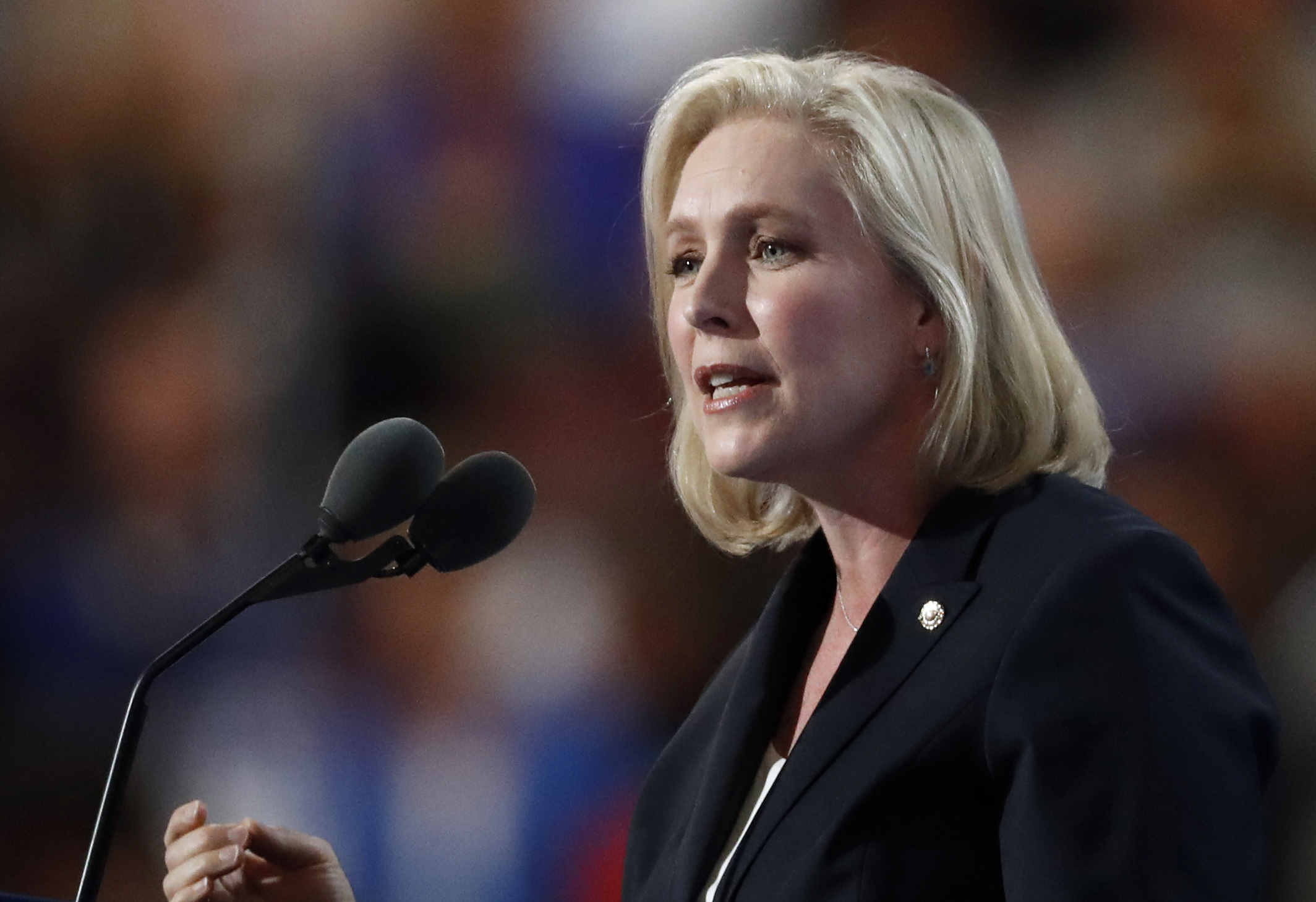 Sen. Kirsten Gillibrand (D-NY) speaks during the first day of the Democratic National Convention in Philadelphia , Monday, July 25, 2016. (CREDIT: AP Photo/Paul Sancya)
