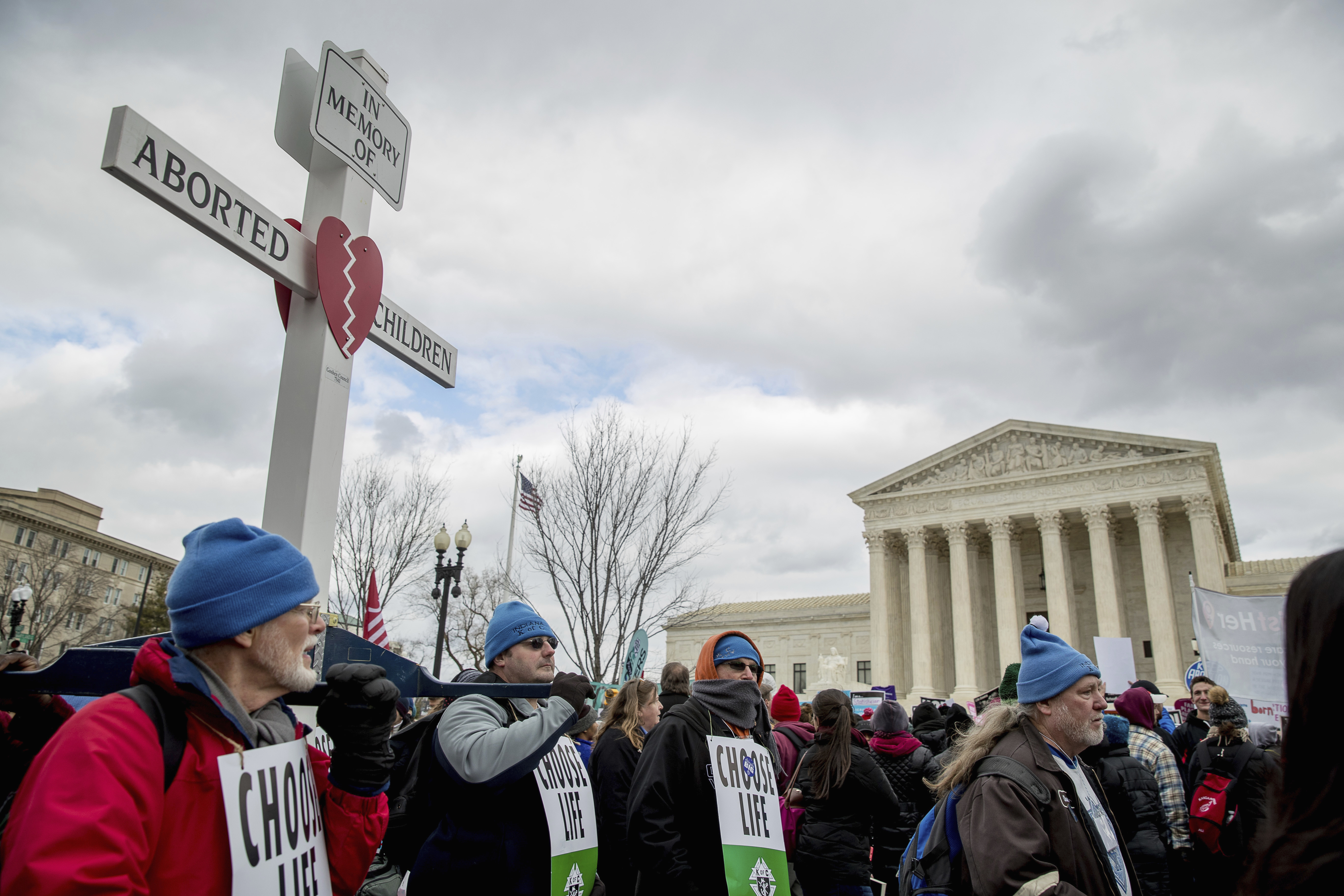 Pro-life activists converge in front of the Supreme Court, Jan. 2017. CREDIT: AP Photo/Andrew Harnik