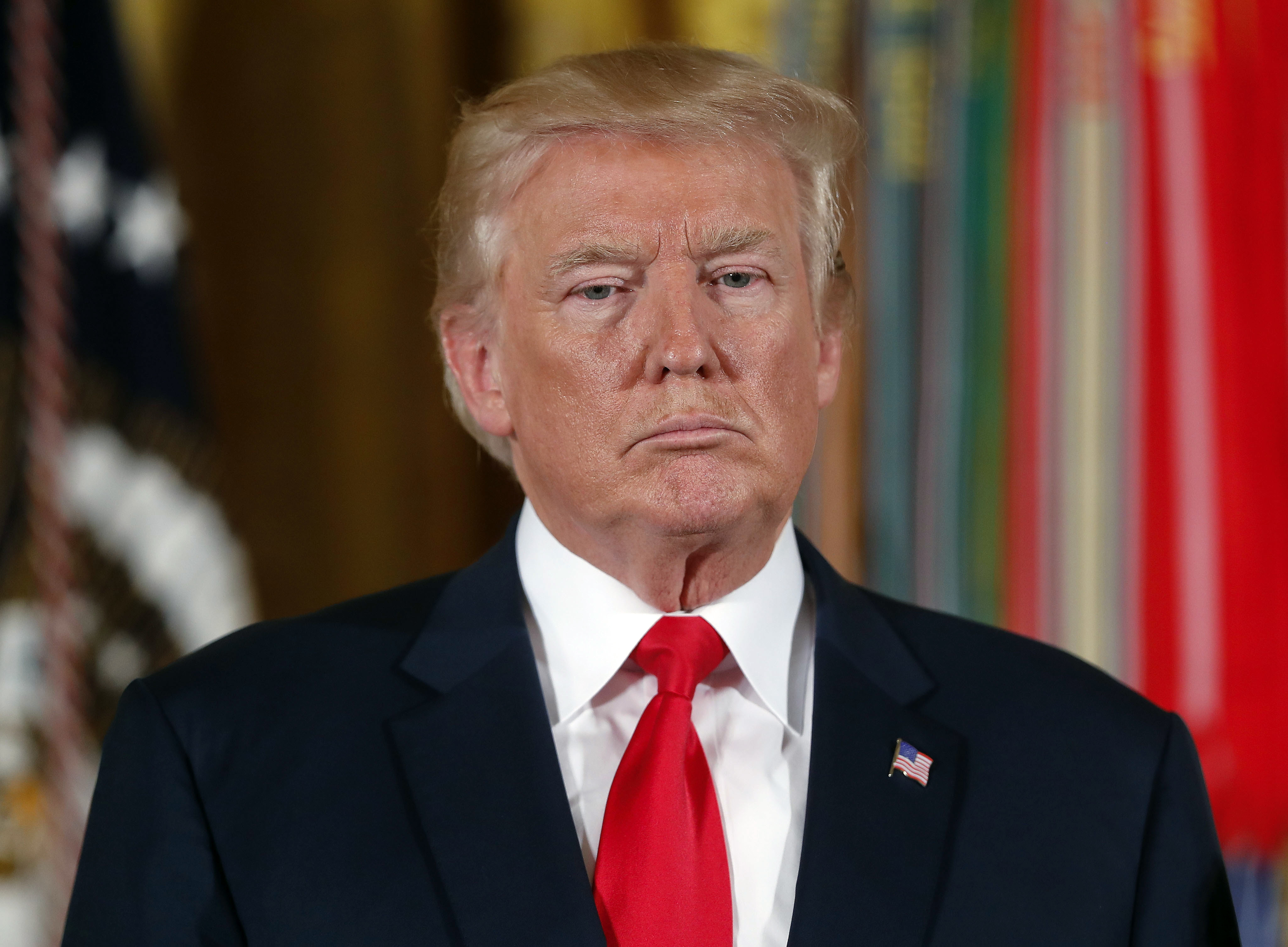 President Donald Trump pauses during a ceremony in the East Room of the White House in Washington, July 31, 2017. (CREDIT: AP Photo/Pablo Martinez Monsivais)