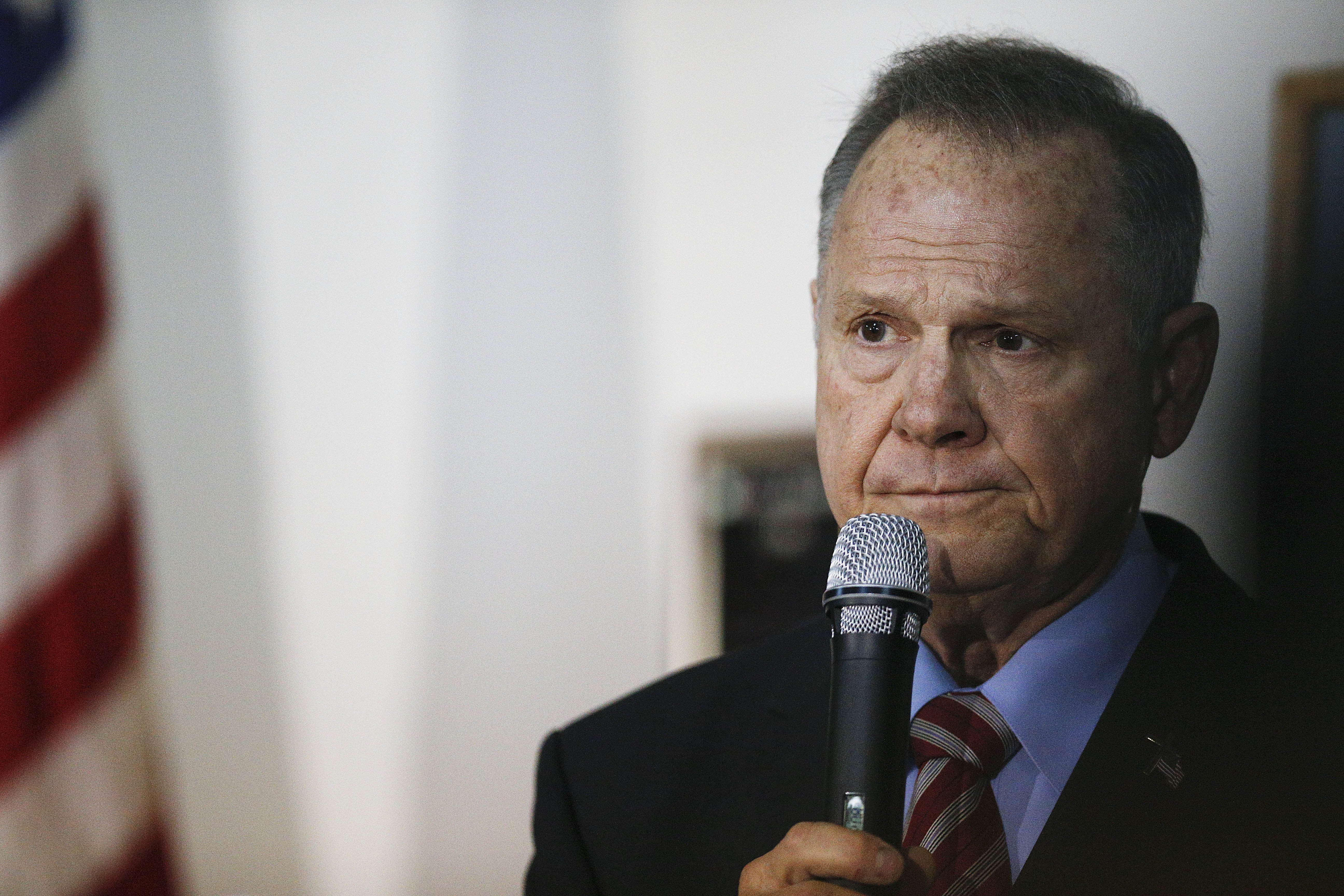 Former Alabama Chief Justice and U.S. Senate candidate Roy Moore speaks at a campaign rally, Monday, Nov. 27, 2017, in Henagar, Ala. (CREDIT: AP Photo/Brynn Anderson)