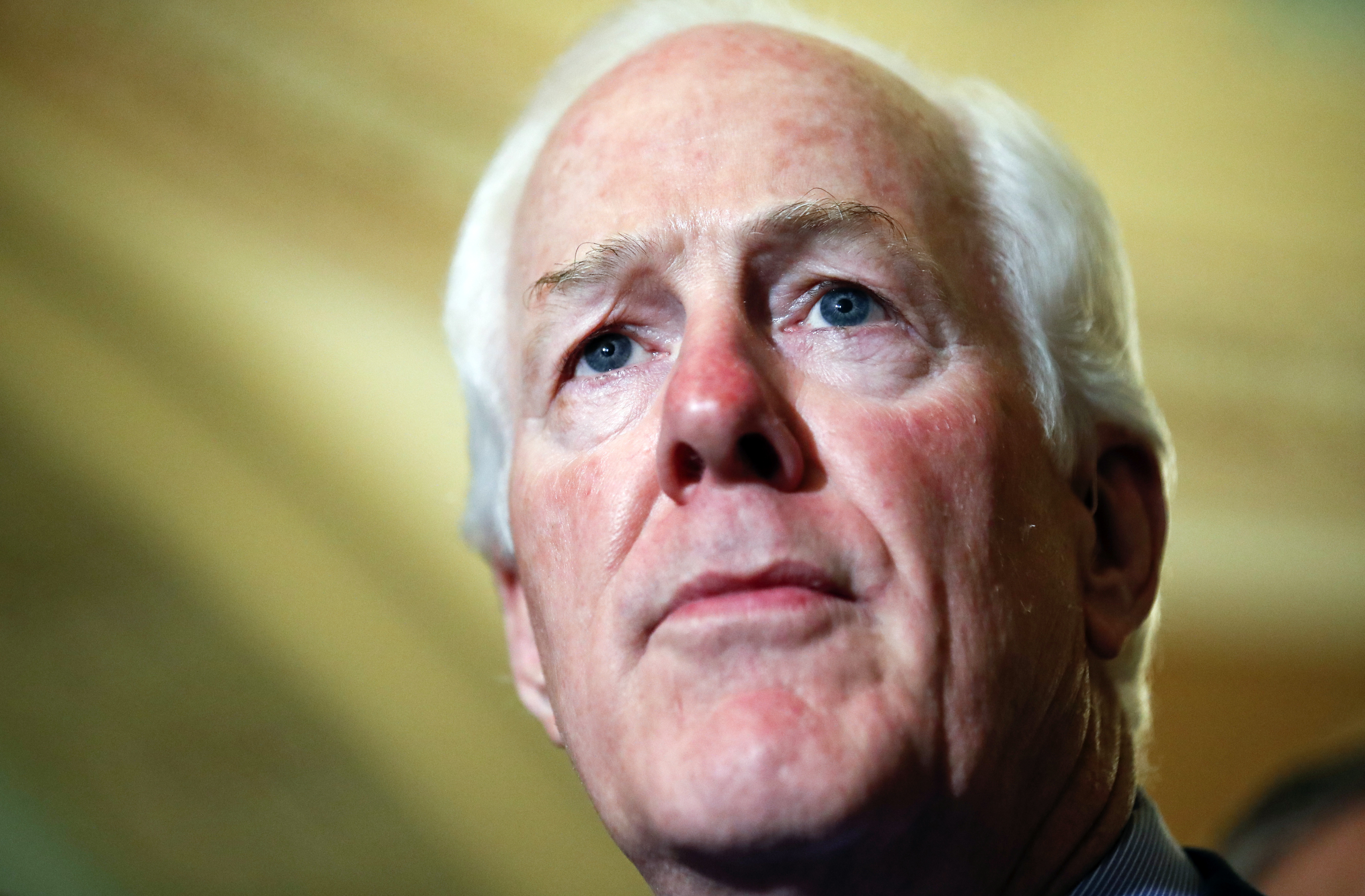 Sen. John Cornyn, R-Texas, talks with the media after Senate Republicans met with President Donald Trump on Capitol Hill, Tuesday, Nov. 28, 2017, in Washington. (AP Photo/Alex Brandon)
