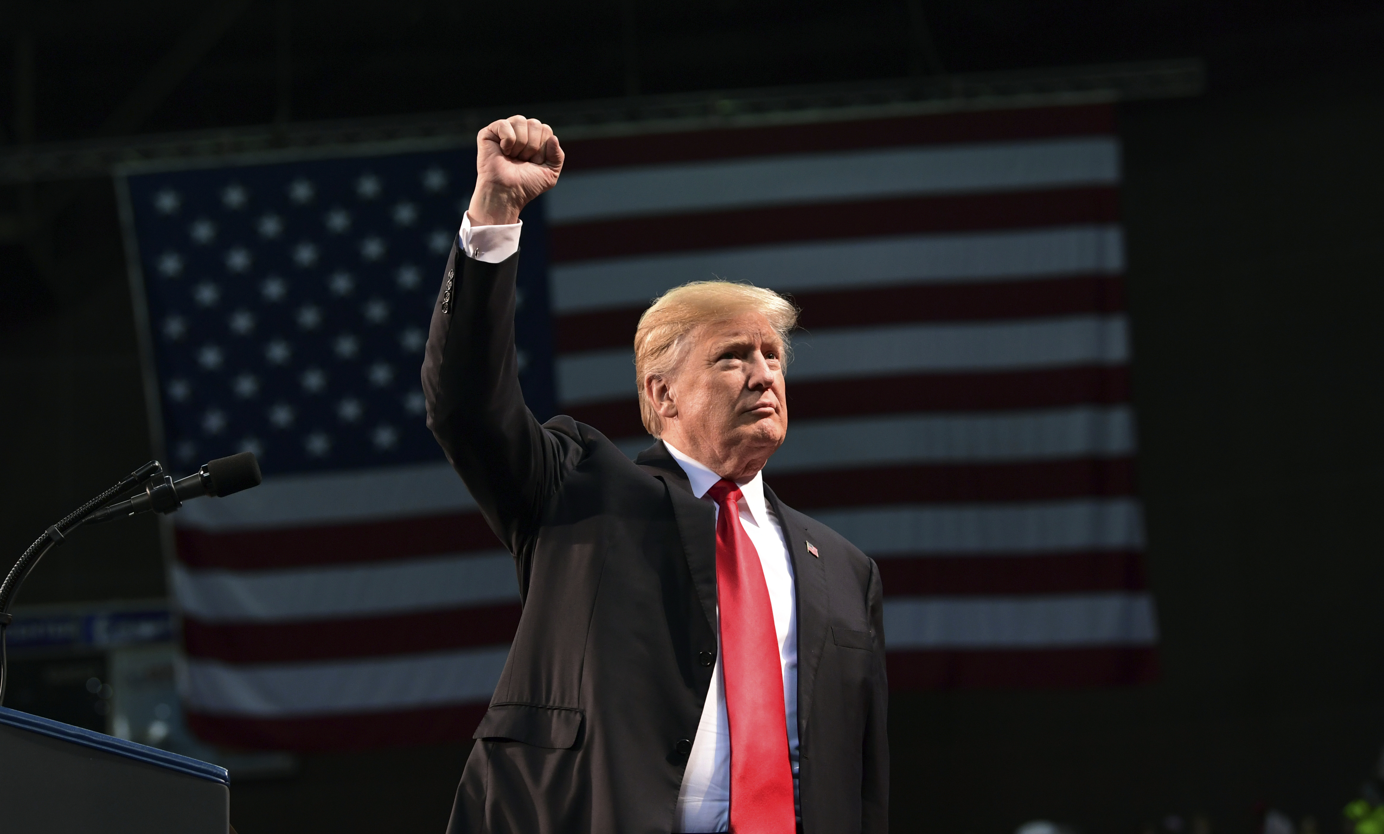 President Donald Trump speaks at at a campaign-style rally at the Pensacola Bay Center, in Pensacola, Fla., Friday, Dec. 8, 2017. CREDIT: AP Photo/Susan Walsh