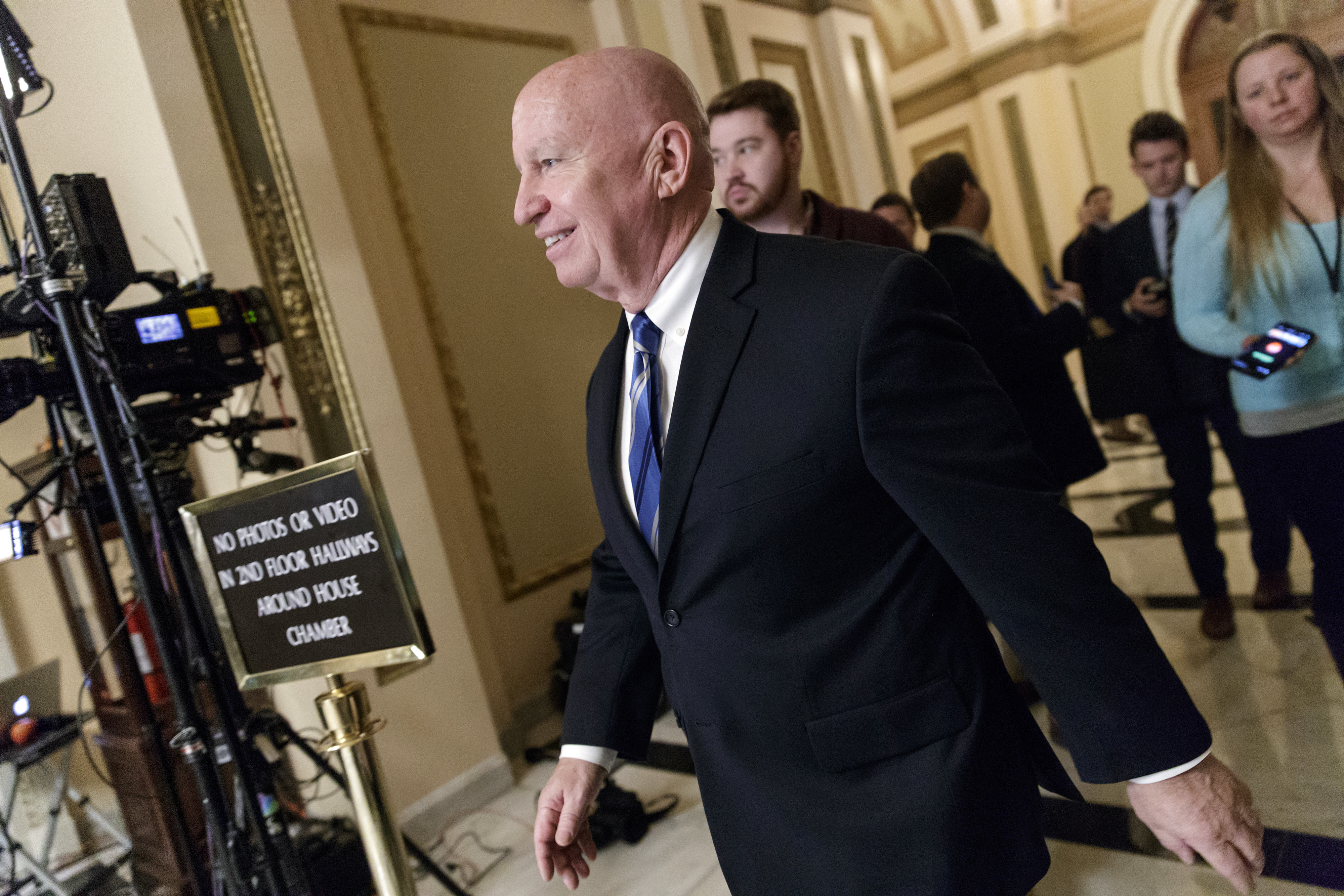 House Ways and Means Committee Chairman Kevin Brady, R-Texas, arrives to update reporters at the Capitol after Republicans signed the conference committee report to advance the GOP tax bill, in Washington, Friday, Dec. 15, 2017. (CREDIT: AP Photo/J. Scott Applewhite)