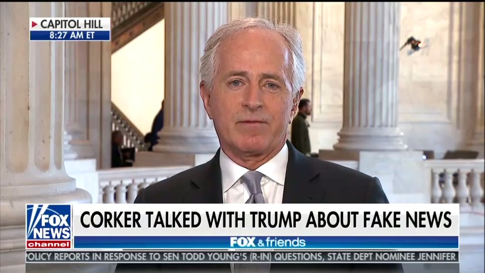 Sen. Bob Corker (R-TN) on "Fox & Friends", Thursday, December 21, 2017. (CREDIT: Fox News)