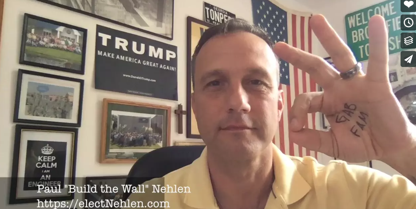 A screengrab from a video candidate Paul Nehlen produced for Gab, a social network that caters to white nationalists