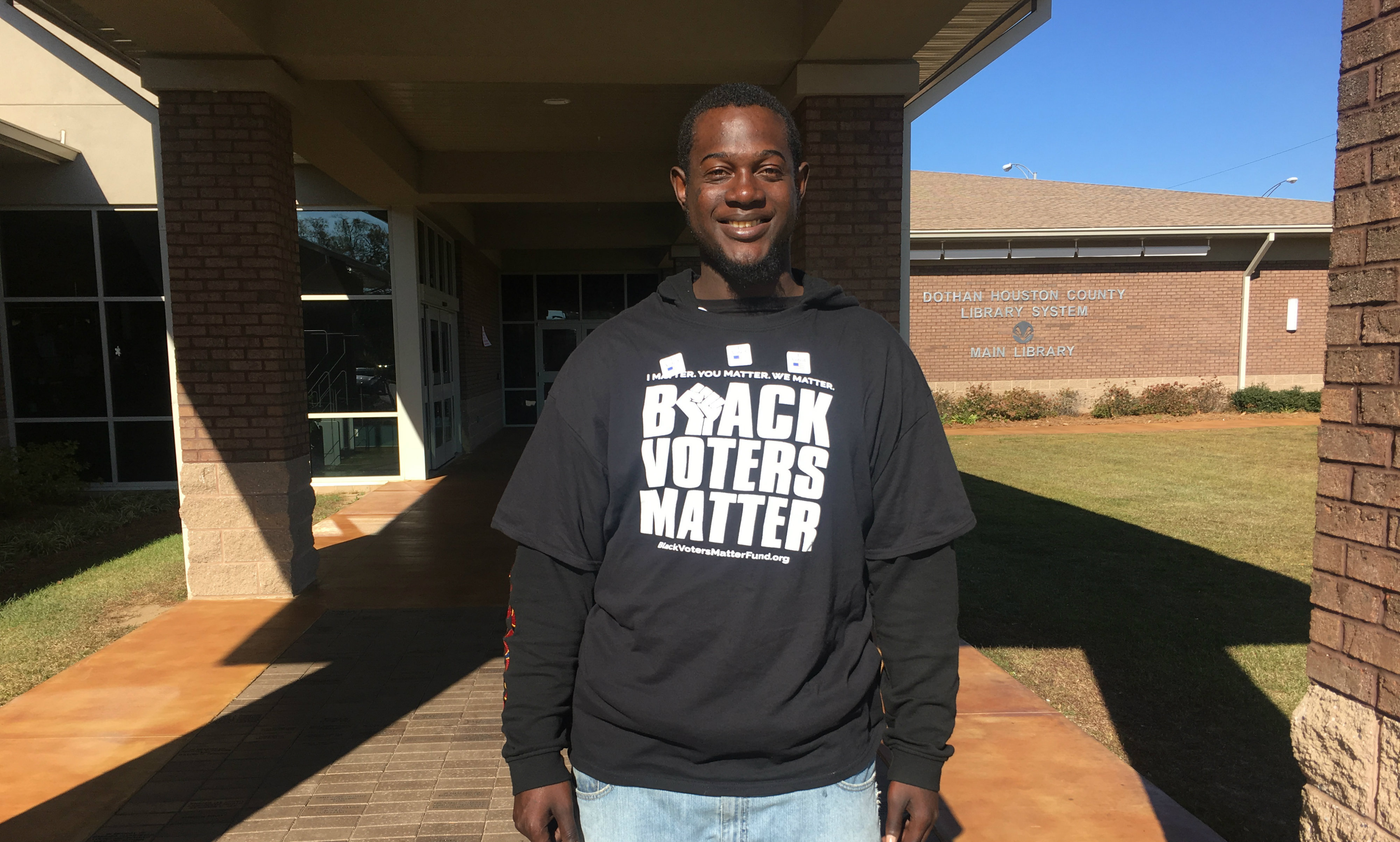 Kameron McGlown votes for the first time ever in Dothan, Alabama. (CREDIT: Kira Lerner)