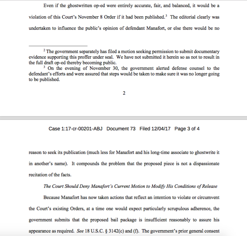 Screengrab of Mueller's court filing