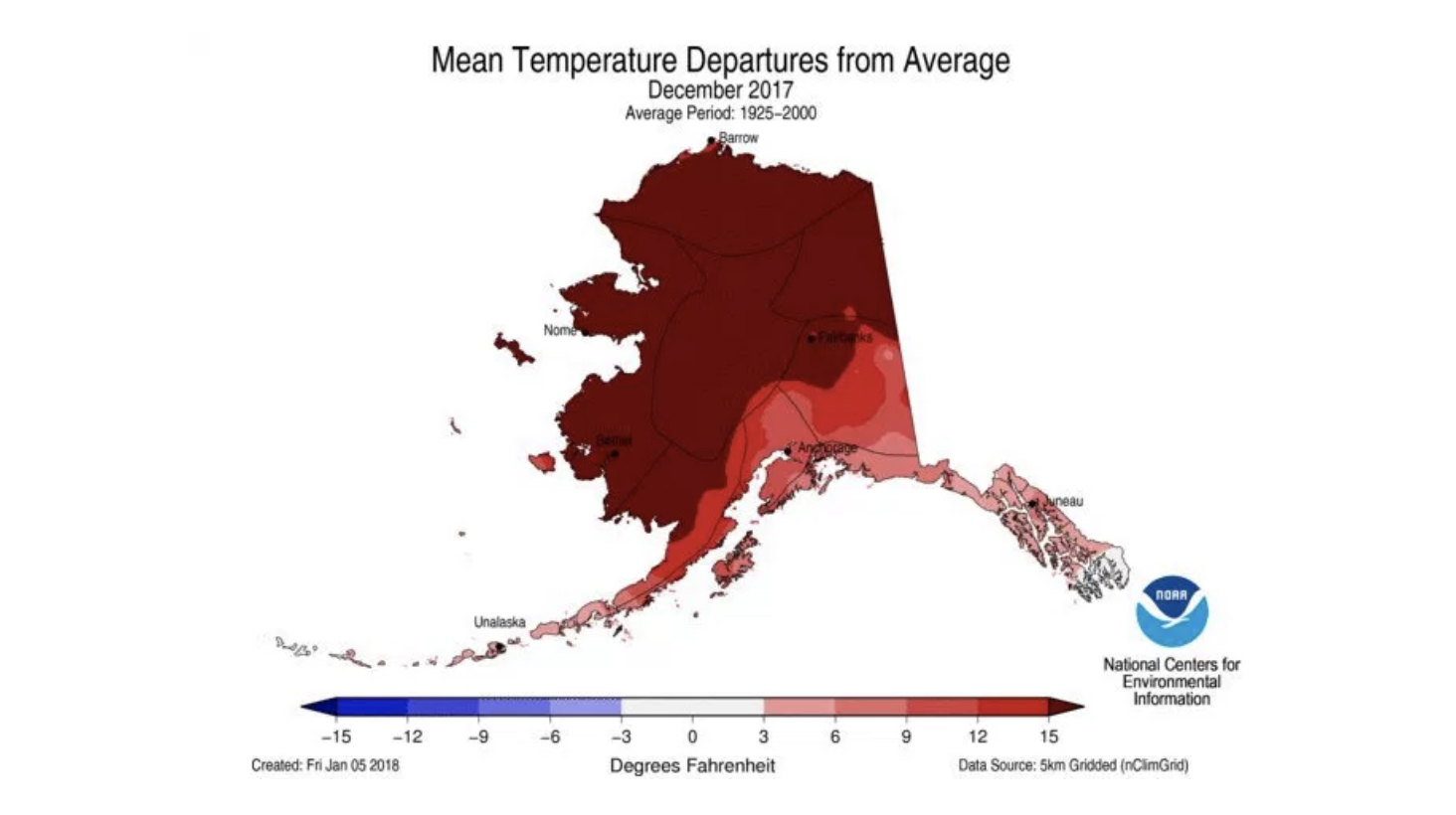 Alaska crushes record for hottest December as Arctic sea ice hits