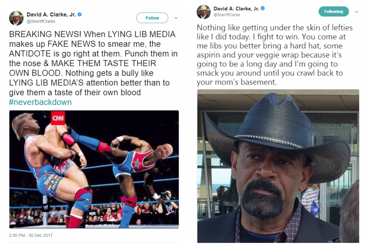 Screenshots of Clarke's deleted tweets