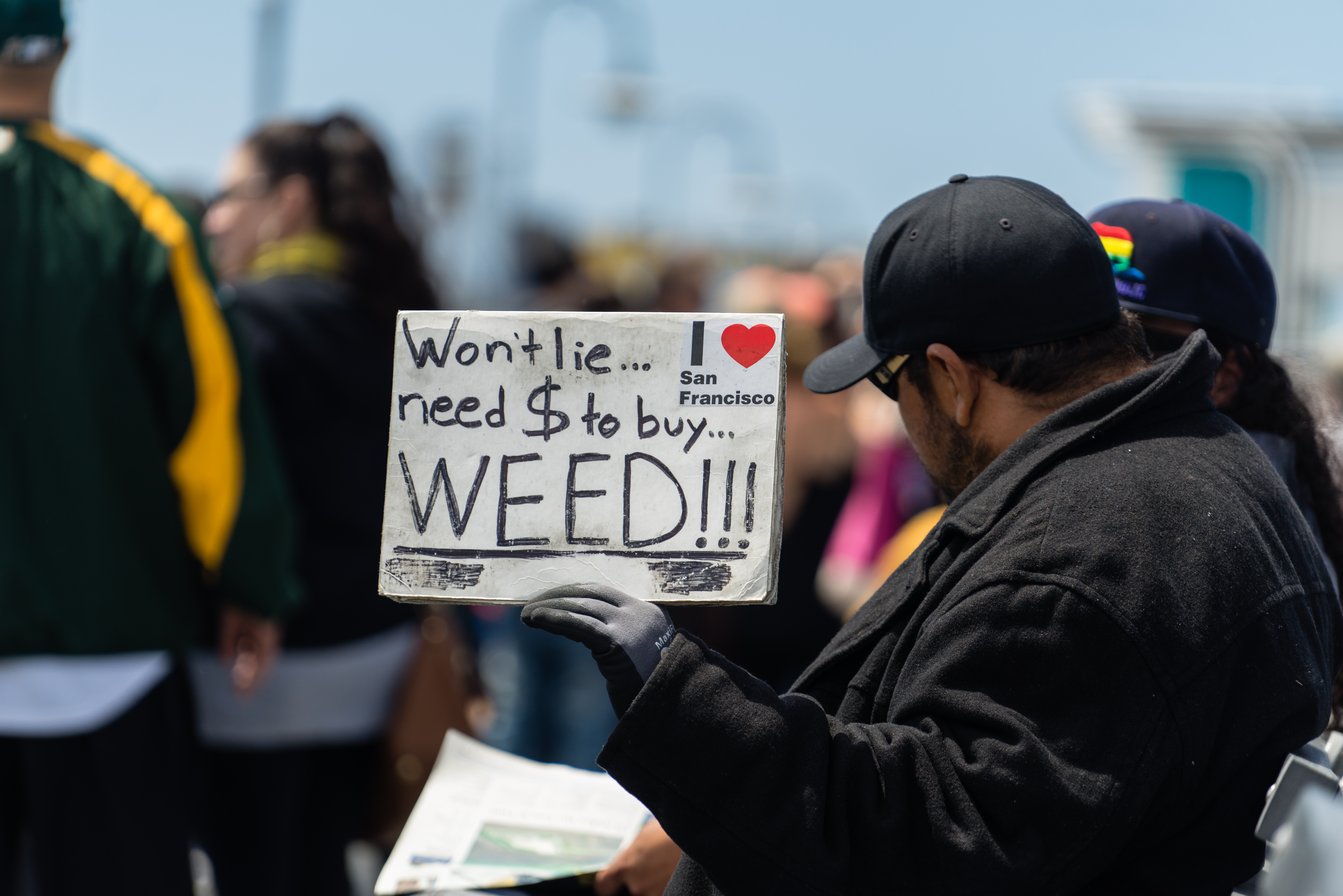 Homeless man panhandling, San Francisco, California. CREDIT: Nigel Killeen/Getty Images