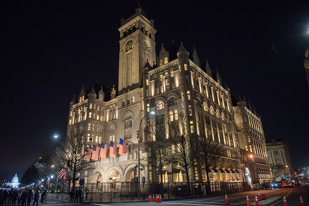 A view outside Trump International Hotel Washington, D.C. on January 19, 2017 in Washington, D.C. (CREDIT: Noam Galai/WireImage)