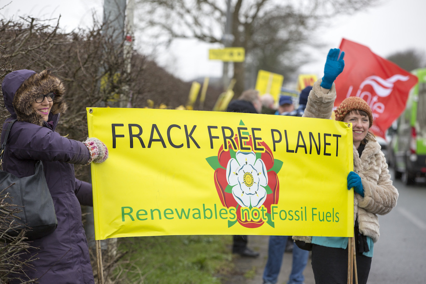 UK fracking protest, February 25, 2017. CREDIT: Ashley Cooper/Barcroft Media via Getty Images