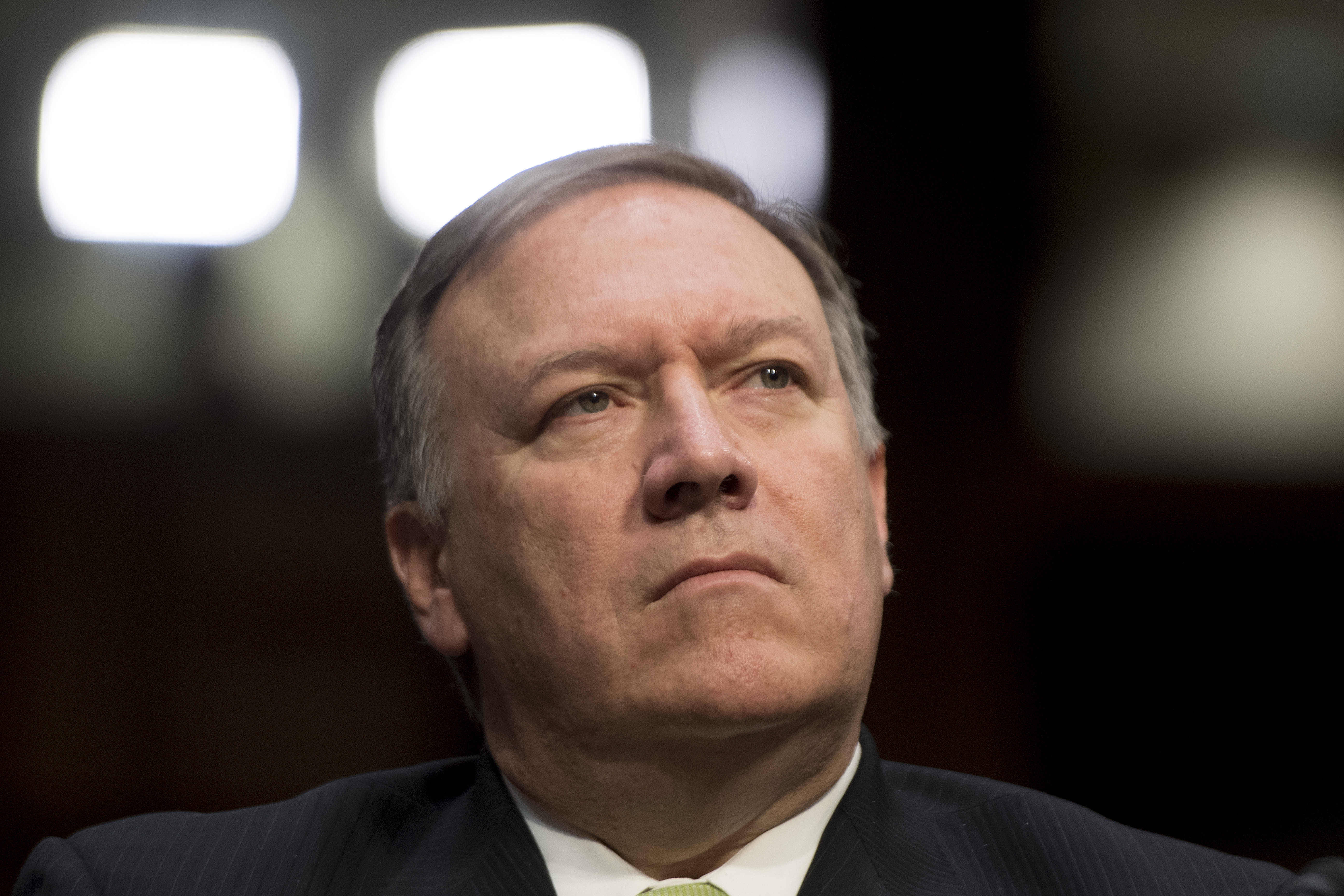 Central Intelligence Agency Director Mike Pompeo testifies before the Senate Intelligence Committee on Capitol Hill in Washington, DC, May 11, 2017. CREDIT: Jim Watson/AFP/Getty Images.