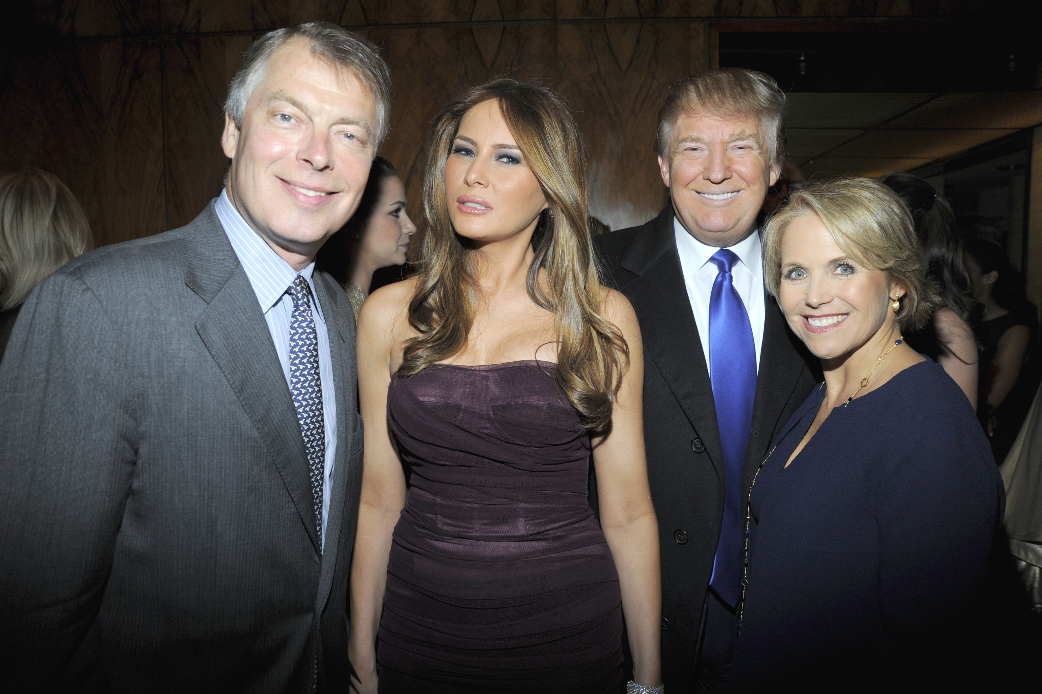 Richard Johnson, Melania Trump, Donald Trump and Katie Couric attend a party on November 23rd, 2010 in New York City. (Photo by Patrick McMullan/Patrick McMullan via Getty Images)
