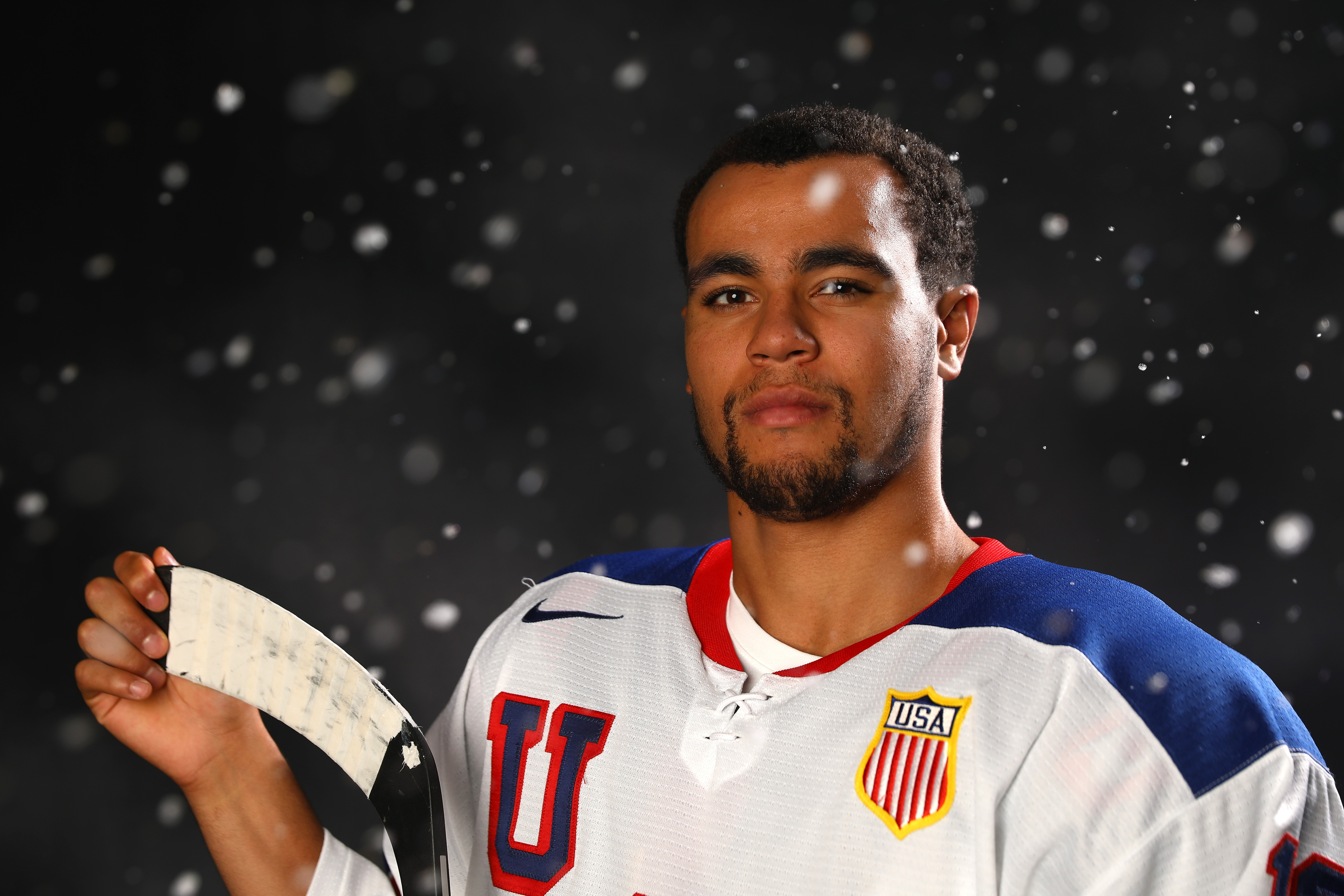 PARK CITY, UT - SEPTEMBER 25: Ice Hockey player Jordan Greenway poses for a portrait during the Team USA Media Summit ahead of the PyeongChang 2018 Olympic Winter Games on September 25, 2017 in Park City, Utah. (Photo by Ezra Shaw/Getty Images)