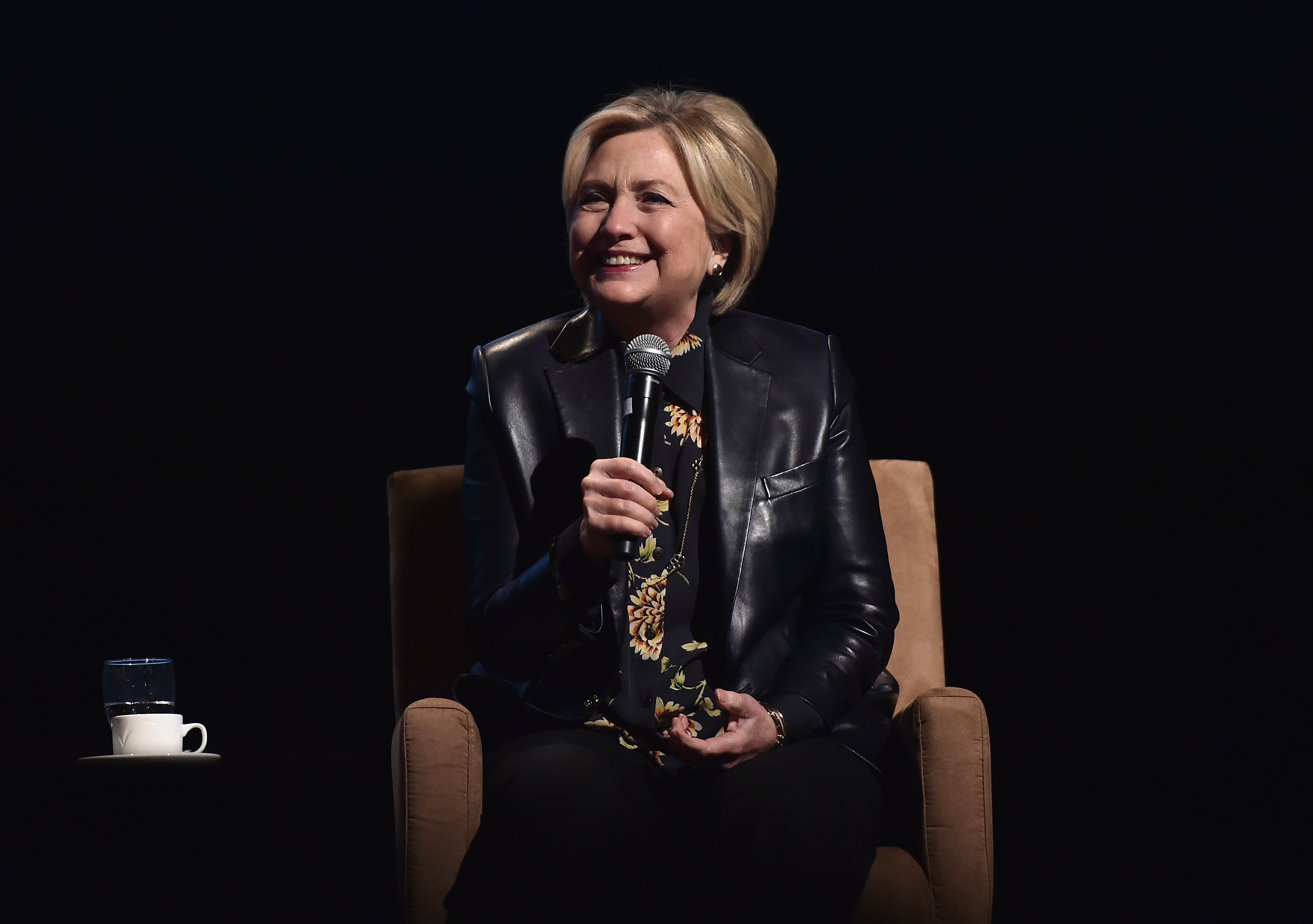 Hillary Clinton speaks onstage at LA Promise Fund's "Girls Build Leadership Summit" at Los Angeles Convention Center on December 15, 2017 in Los Angeles, California. CREDIT: Photo by Alberto E. Rodriguez/Getty Images